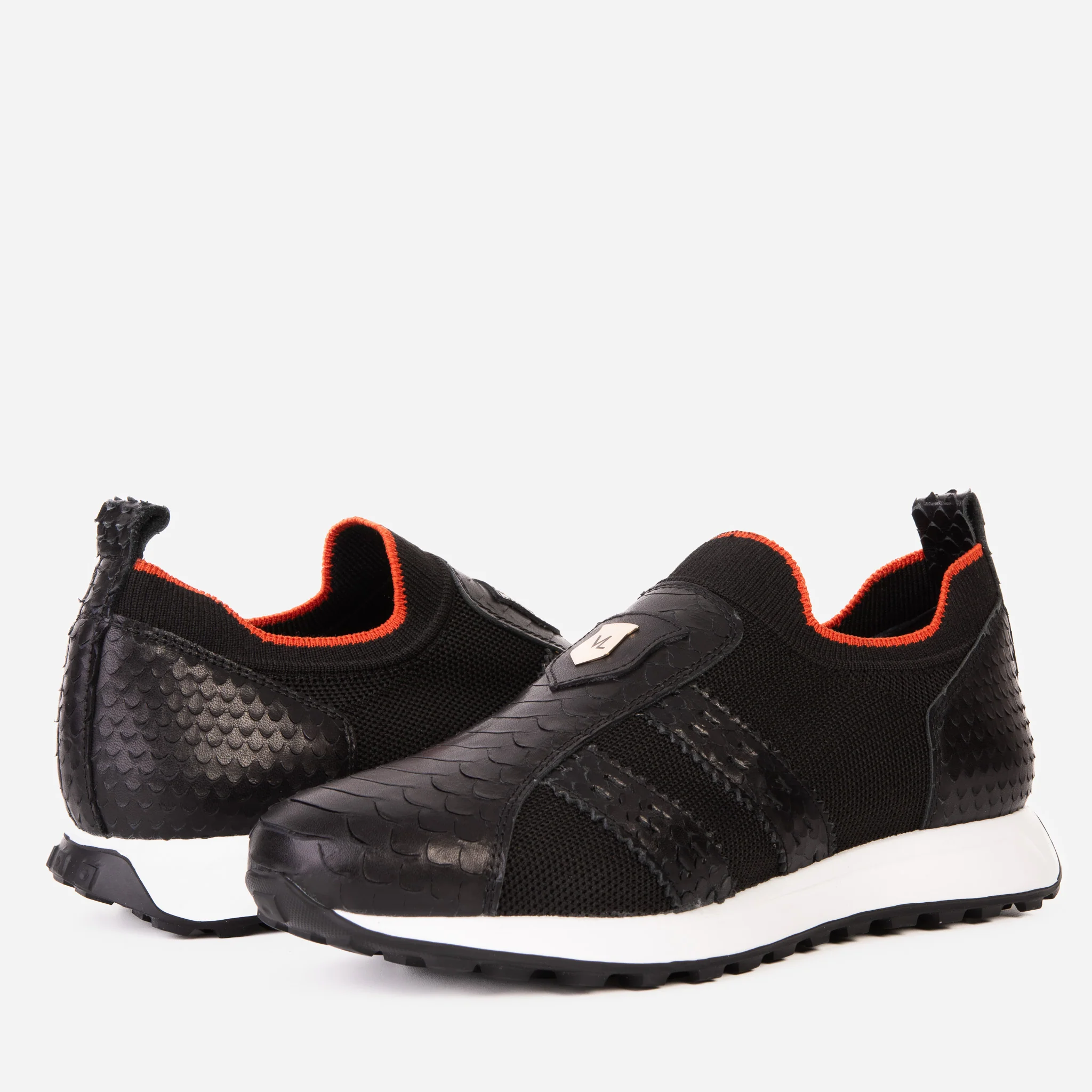 The Aslan Black Knitted & Leather Men Sneaker - Image 3
