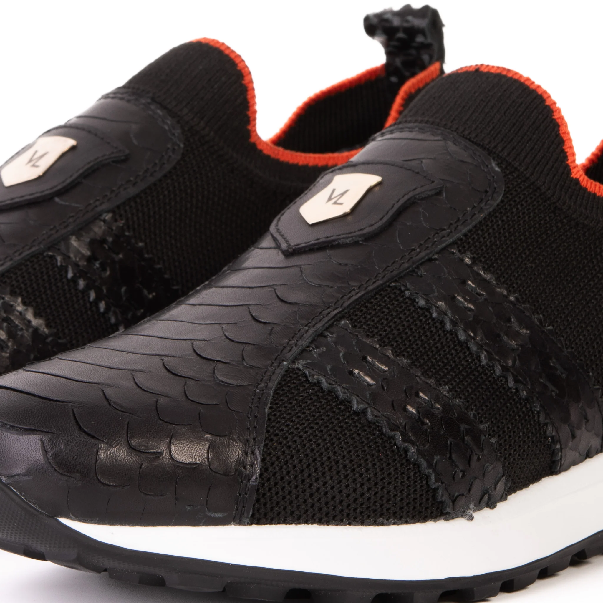 The Aslan Black Knitted & Leather Men Sneaker - Image 7