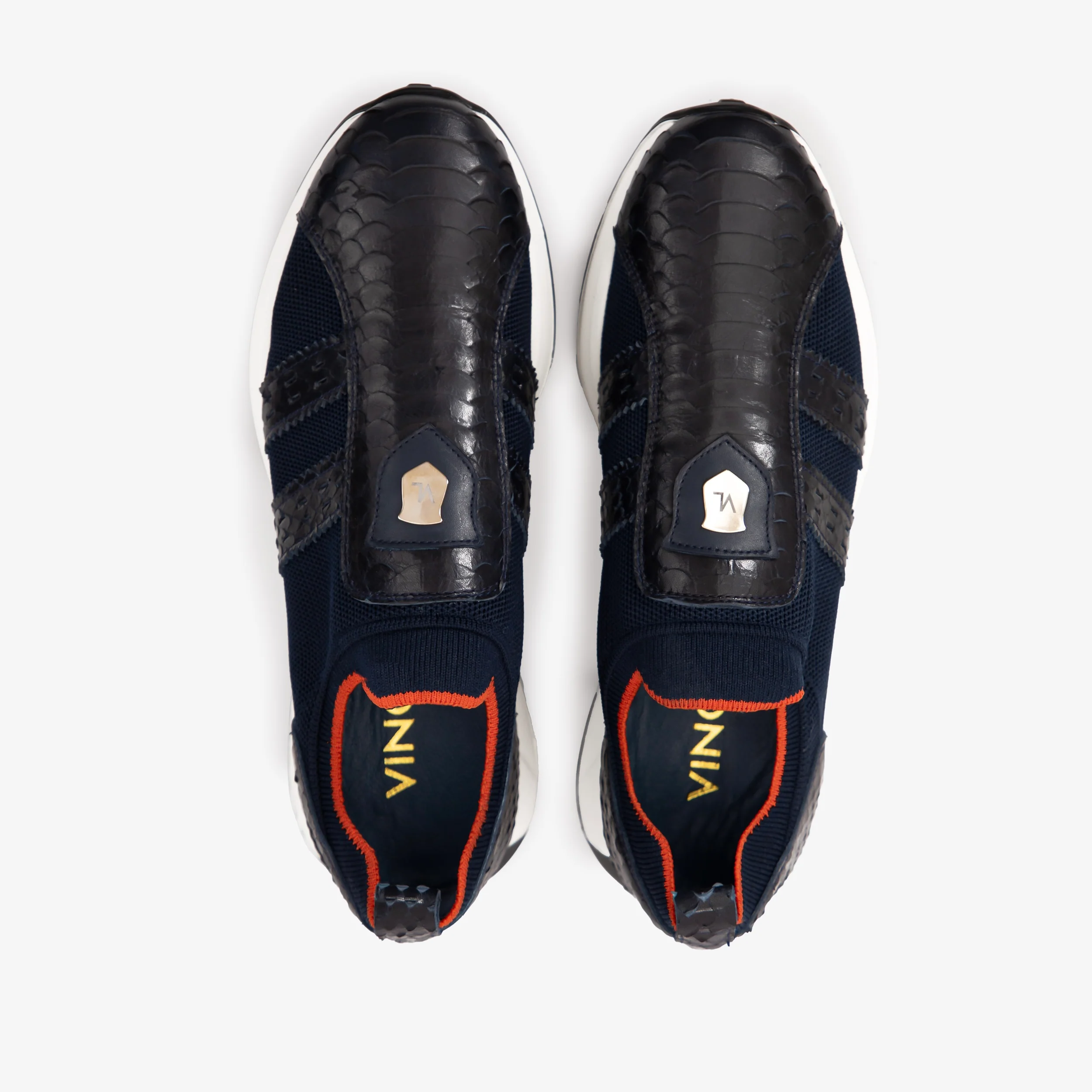 The Aslan Navy Knitted & Leather Men Sneaker - Image 3