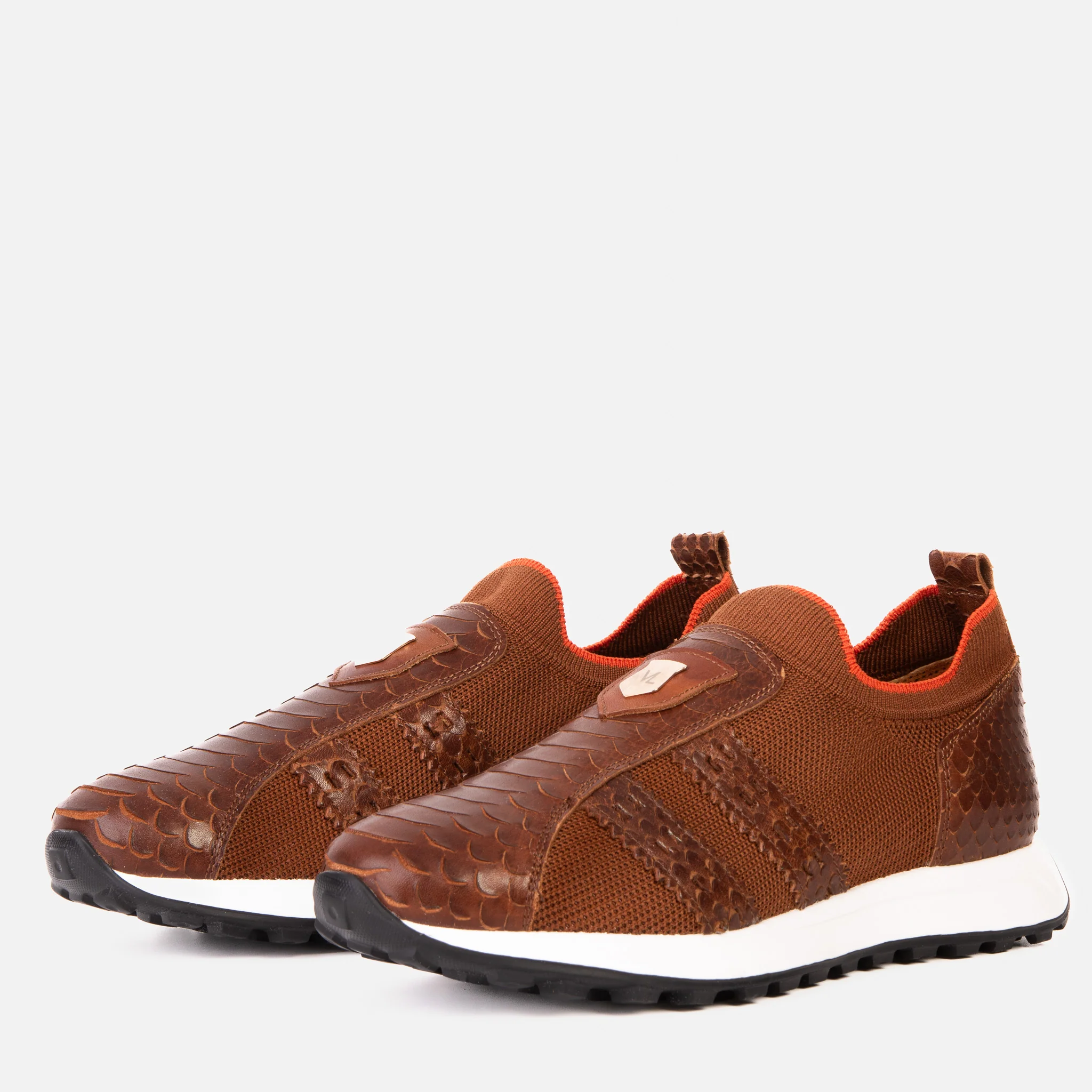 The Aslan Tan Knitted & Leather Men Sneaker - Image 2