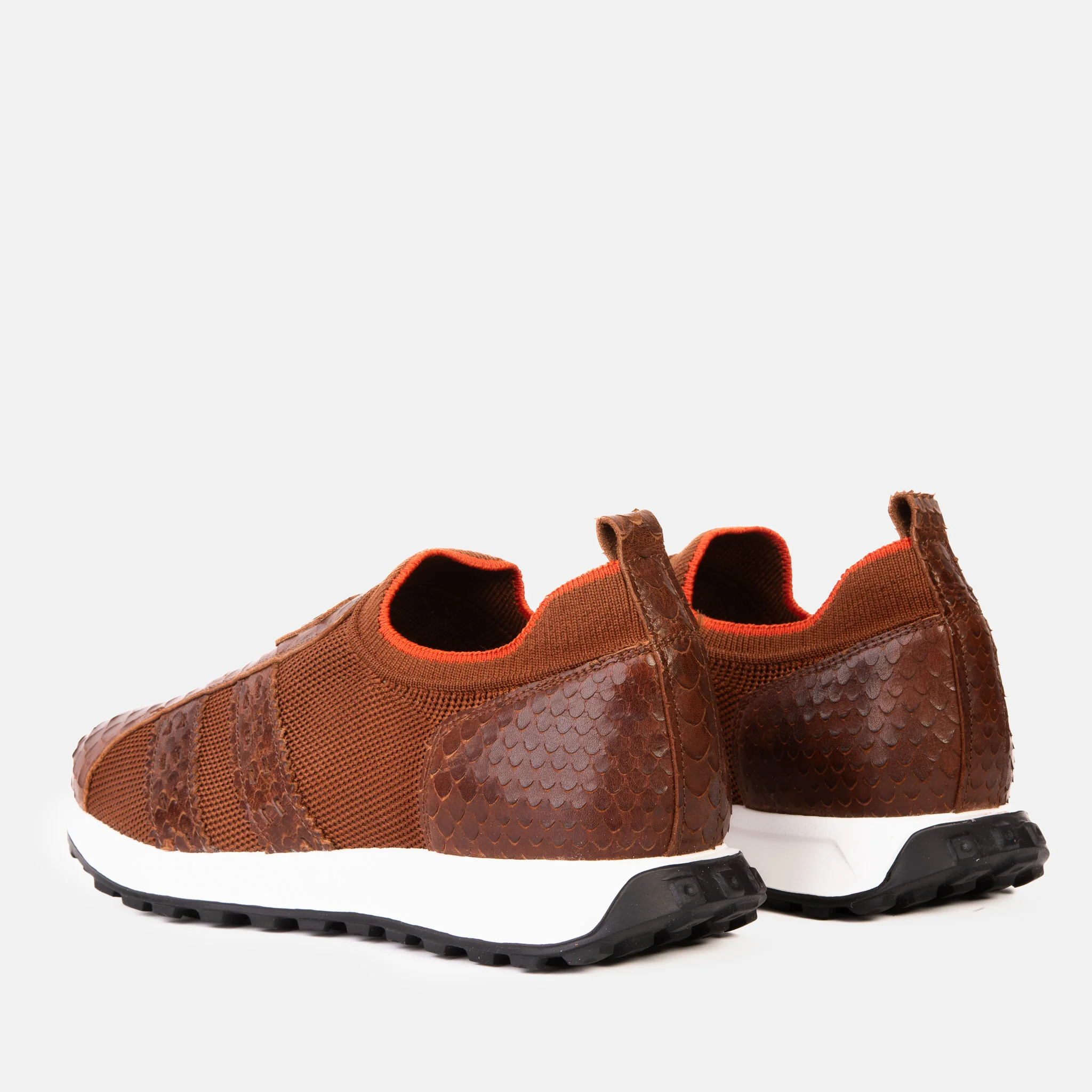 The Aslan Tan Knitted & Leather Men Sneaker - Image 5