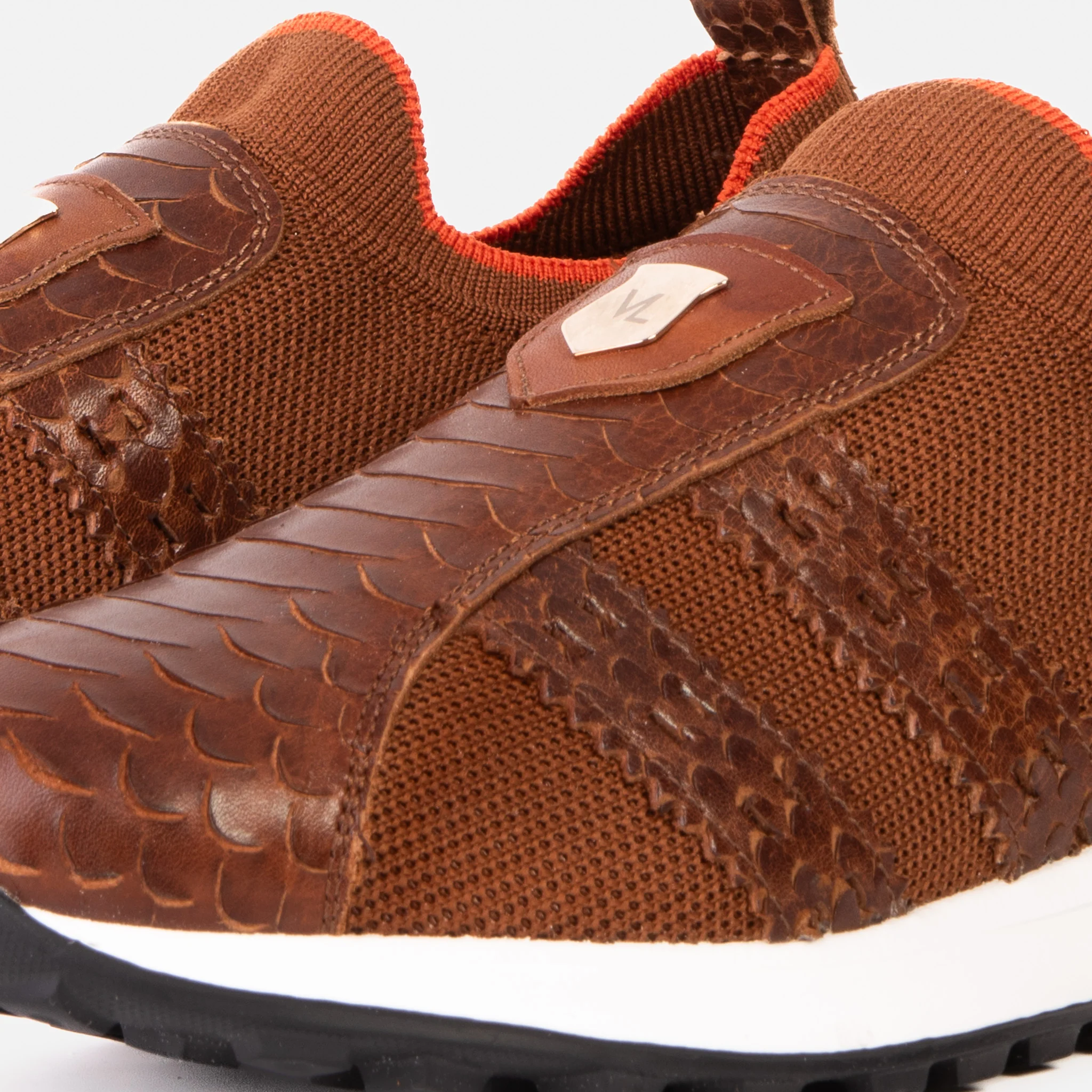 The Aslan Tan Knitted & Leather Men Sneaker - Image 7