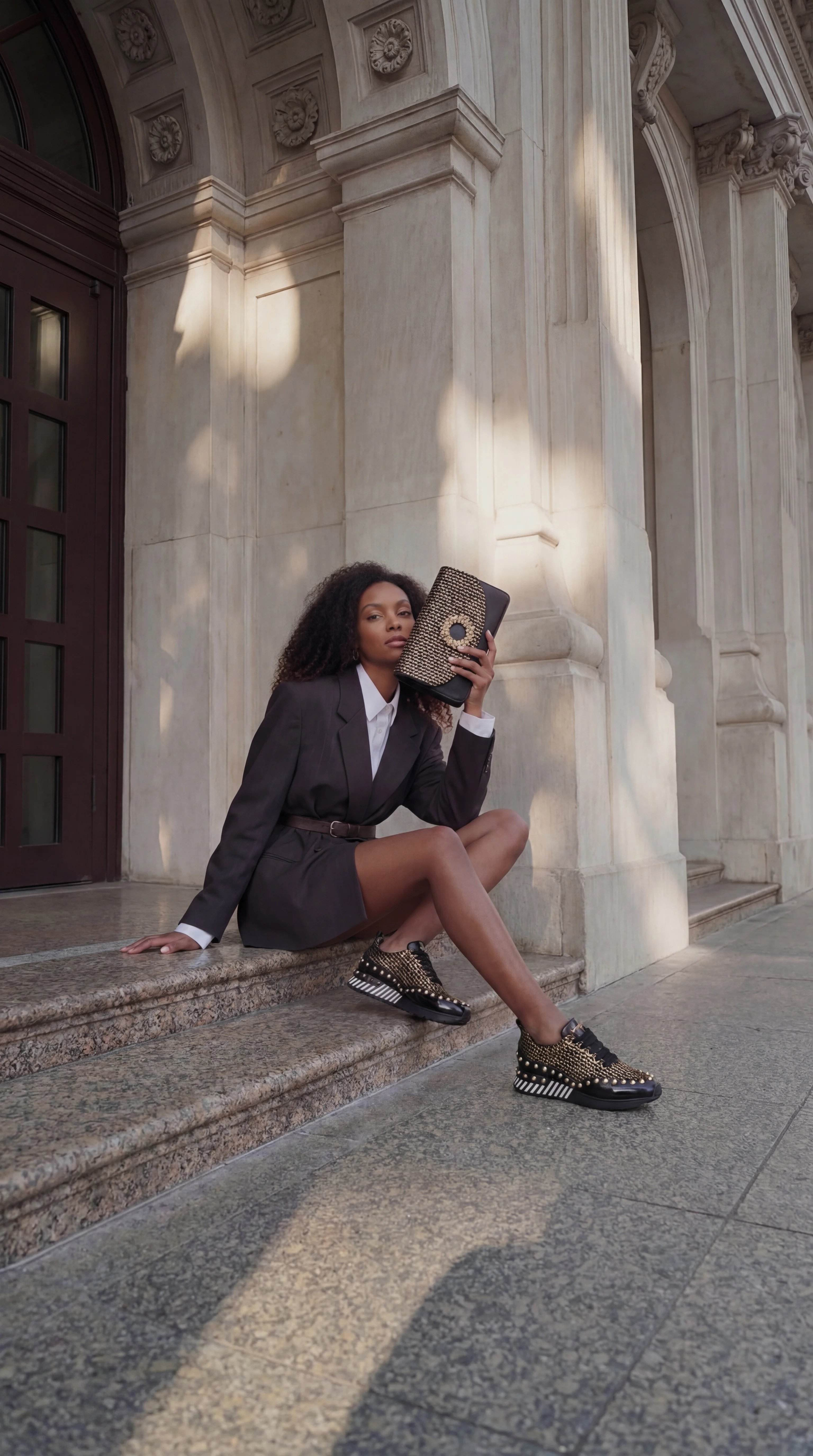 The Aurelia Gold Woven Leather Women Sneaker - Image 10