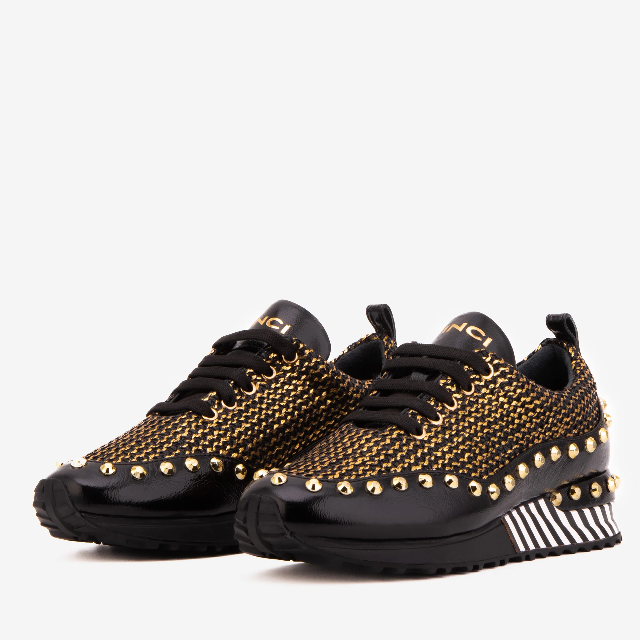 The Aurelia Gold Woven Leather Women Sneaker - Image 2