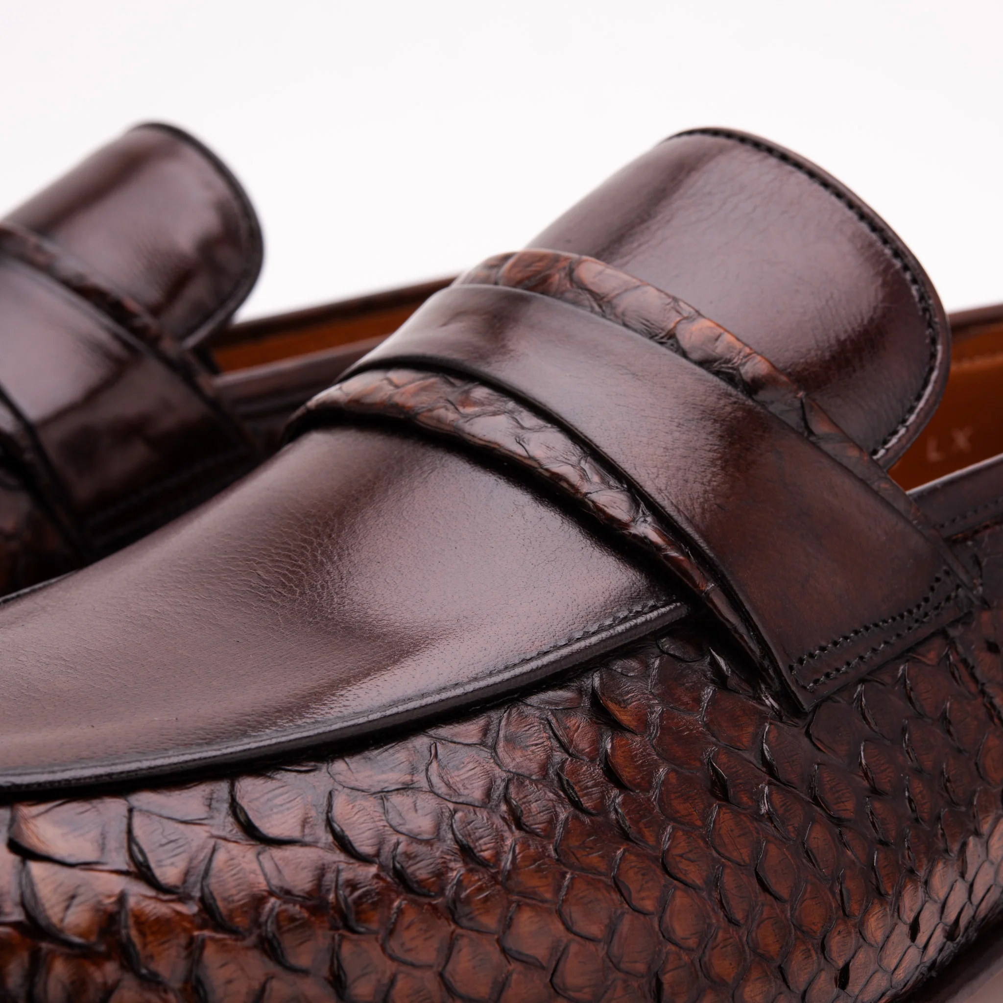 The Aurelio Python & Baby Buffalo Leather Penny Loafer - Image 3