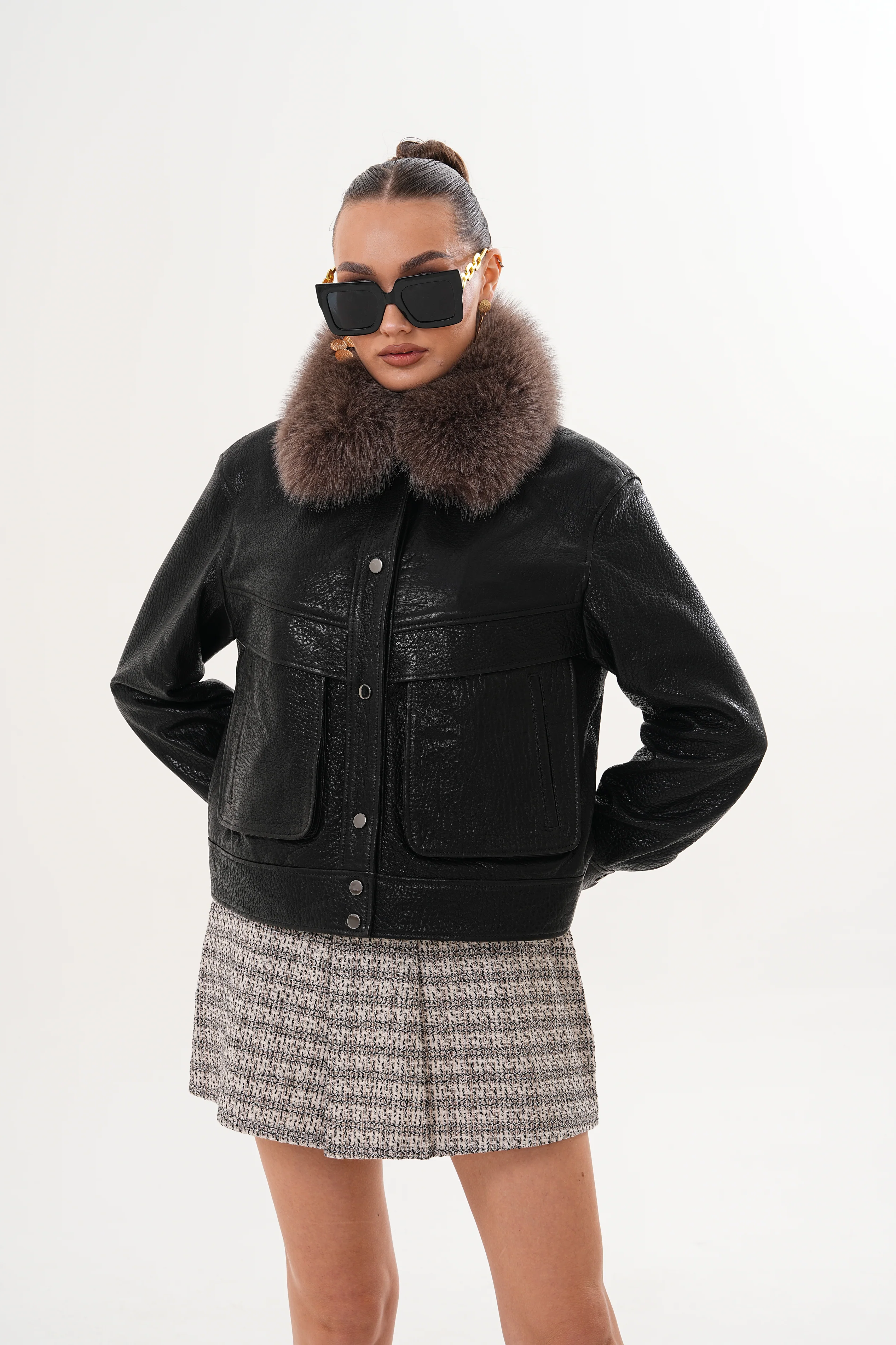 The Auretta Textured Leather Women Jacket - Image 18