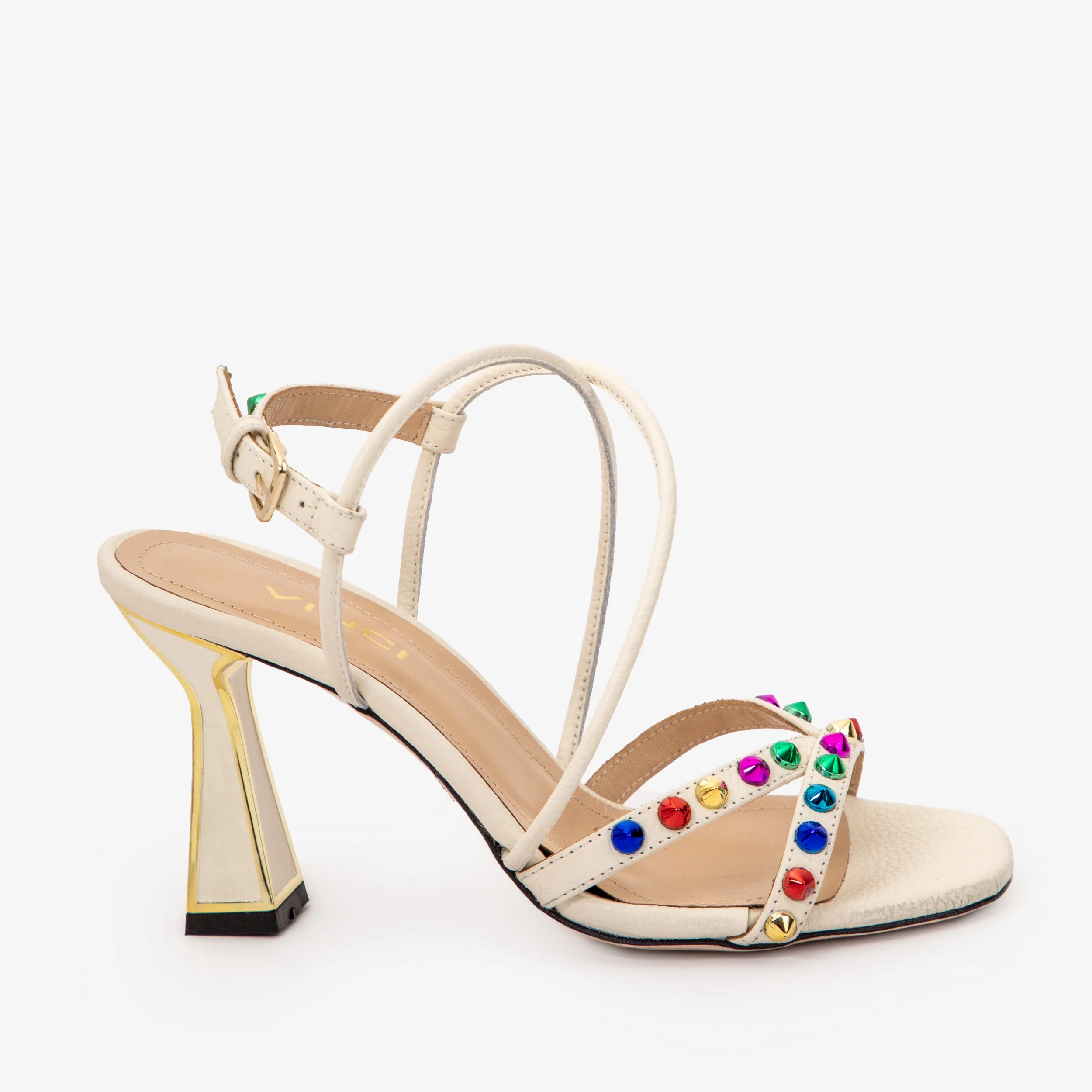 The Aurora Cream Leather Strappy Women Sandal - Image 2