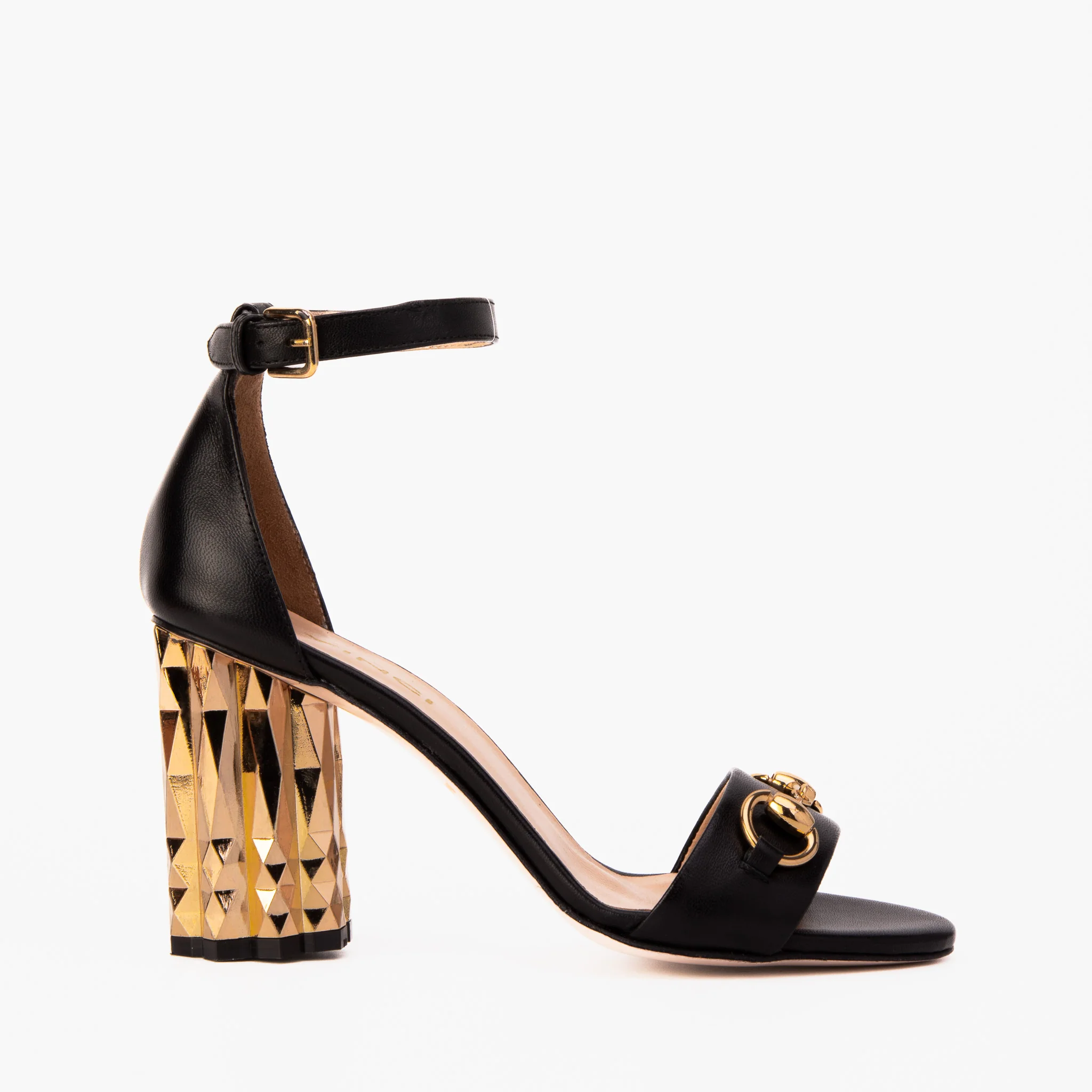 The Avlonya Block Heel Black Leather Ankle Strap Women Sandal - Image 2