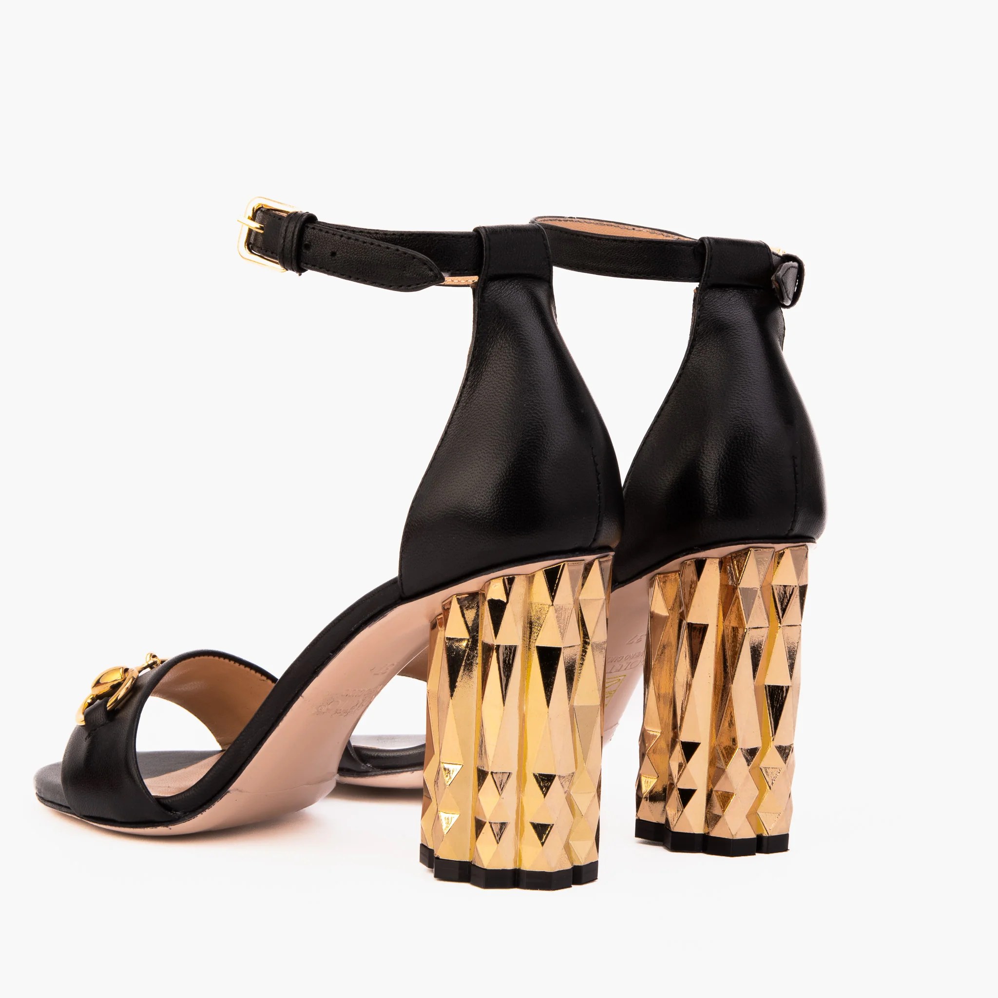 The Avlonya Block Heel Black Leather Ankle Strap Women Sandal - Image 4