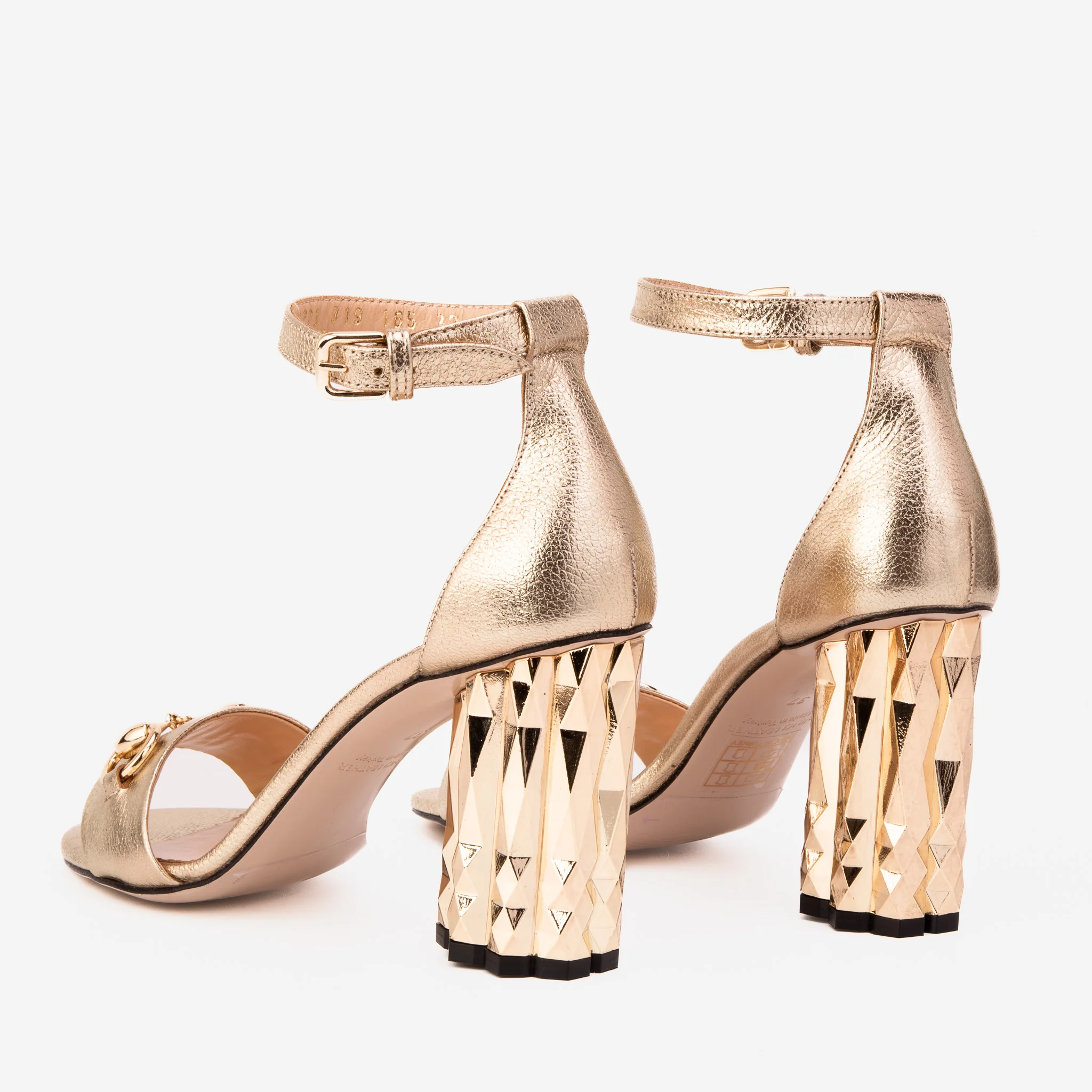 The Avlonya Block Heel Gold Leather Ankle Strap Women Sandal - Image 6