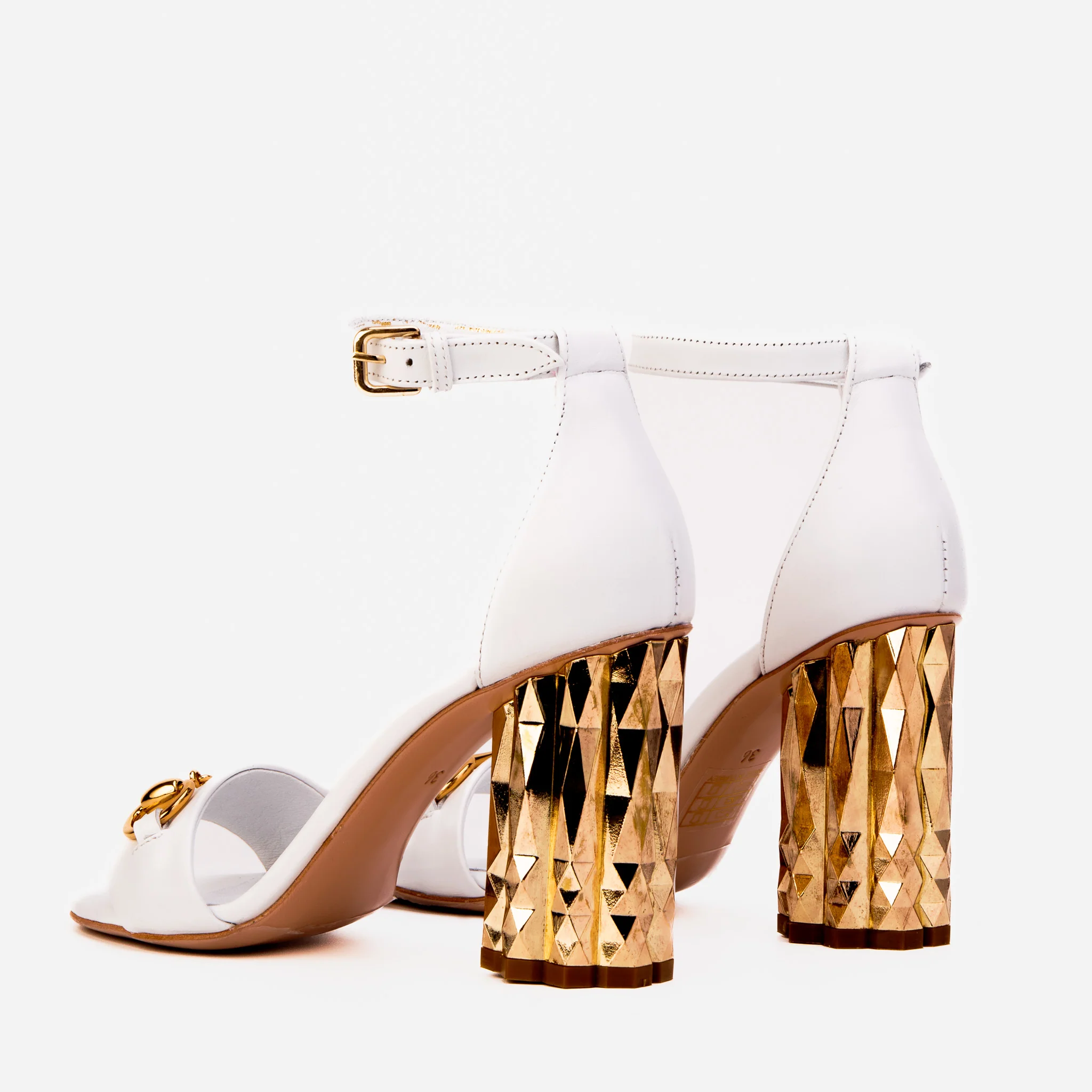 The Avlonya Block Heel White Leather Women Sandal - Image 5