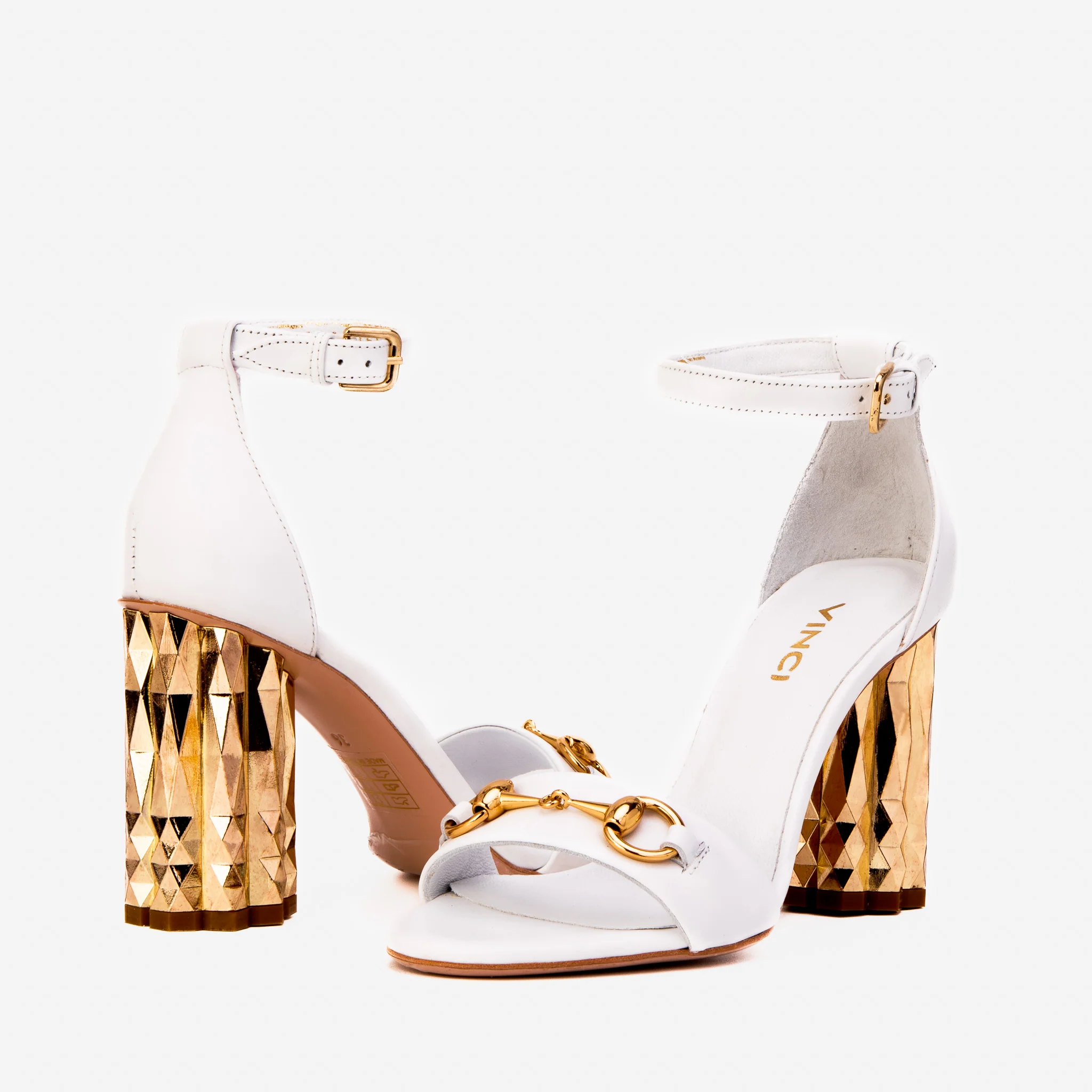 The Avlonya Block Heel White Leather Women Sandal - Image 6