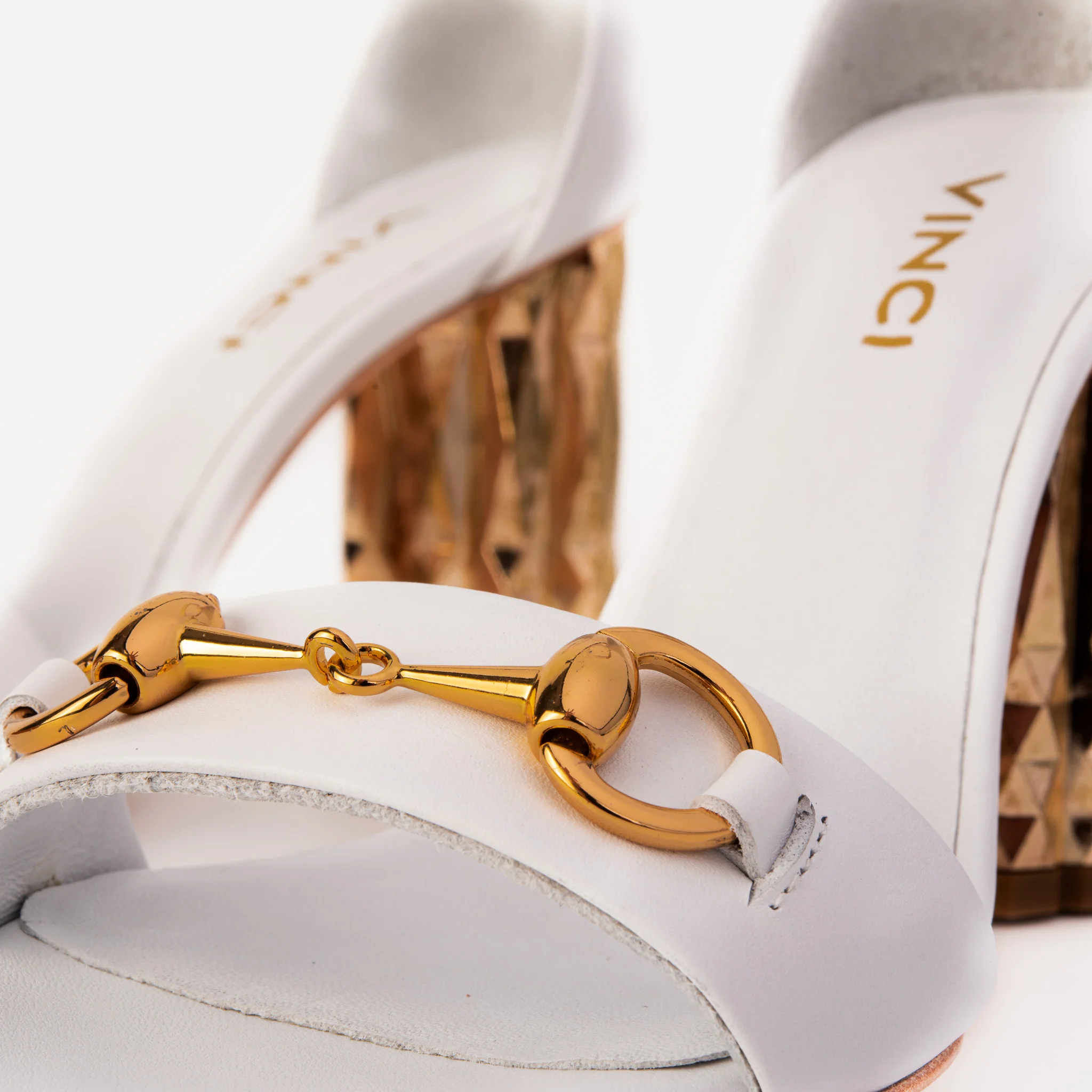 The Avlonya Block Heel White Leather Women Sandal - Image 7