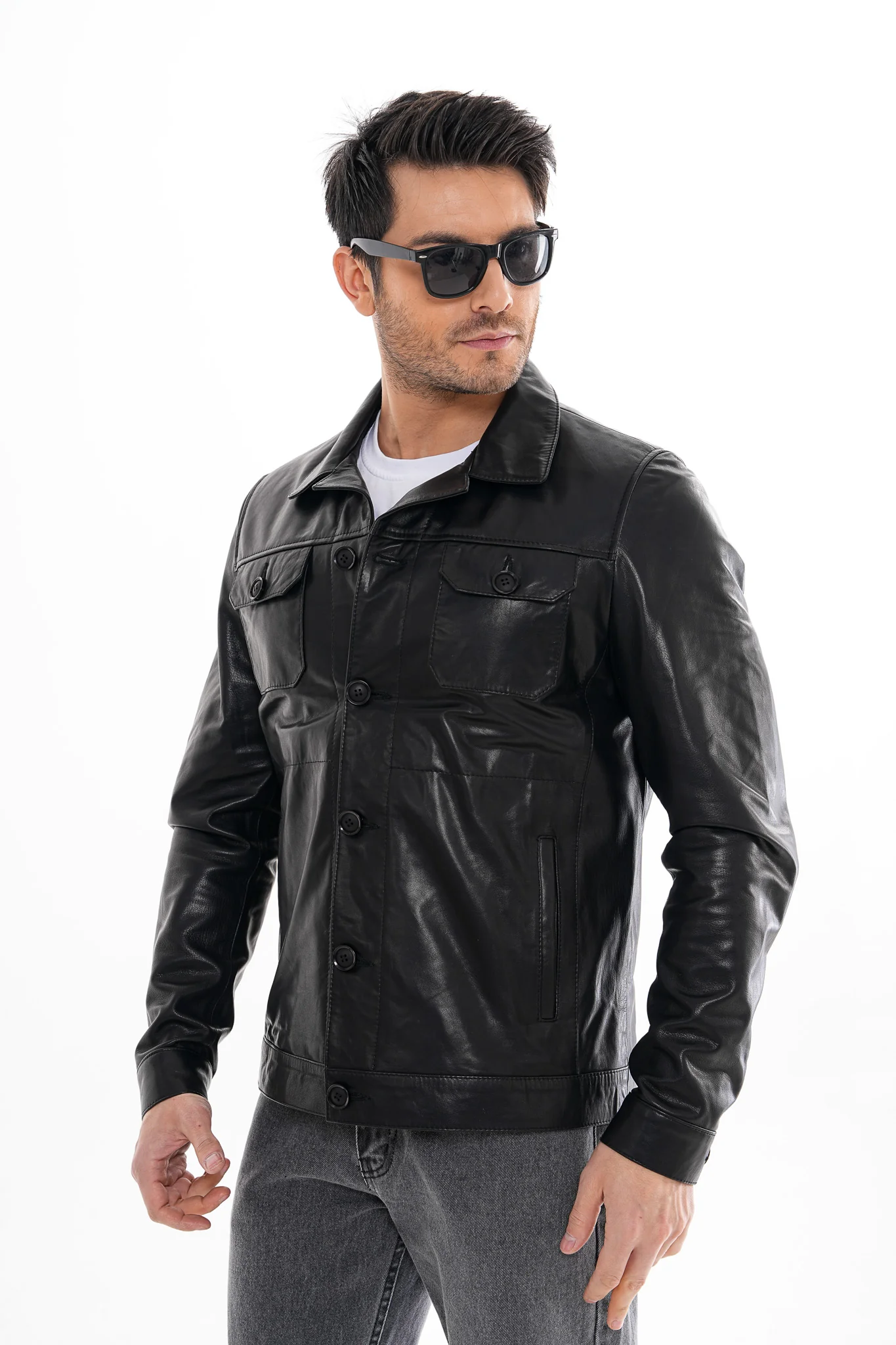 The Azzuro Black Leather Jacket - Image 10