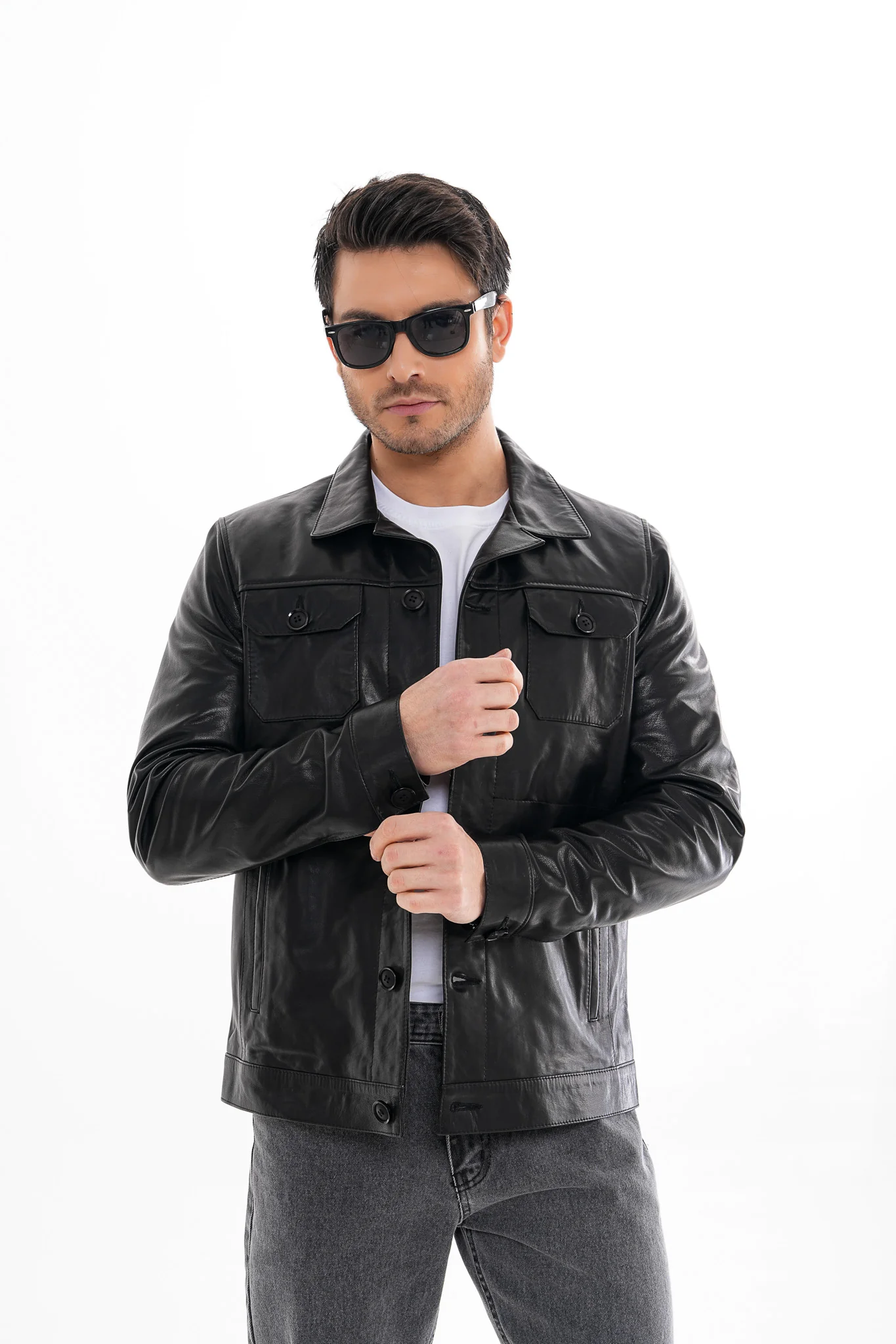 The Azzuro Black Leather Jacket - Image 7