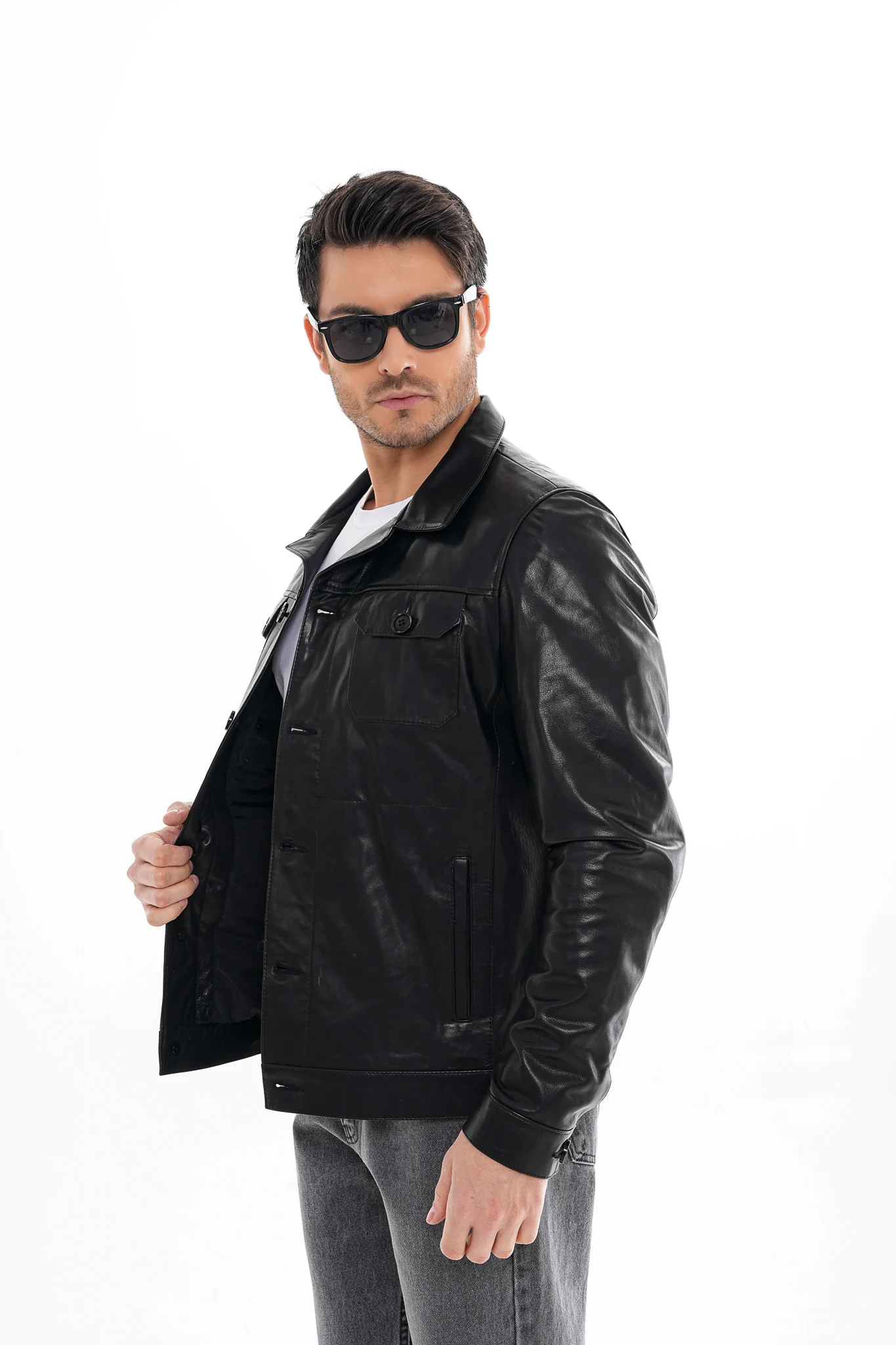 The Azzuro Black Leather Jacket - Image 8