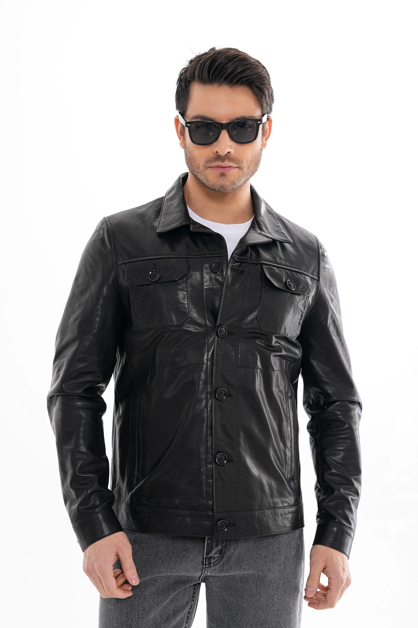 The Azzuro Black Leather Jacket - Image 9
