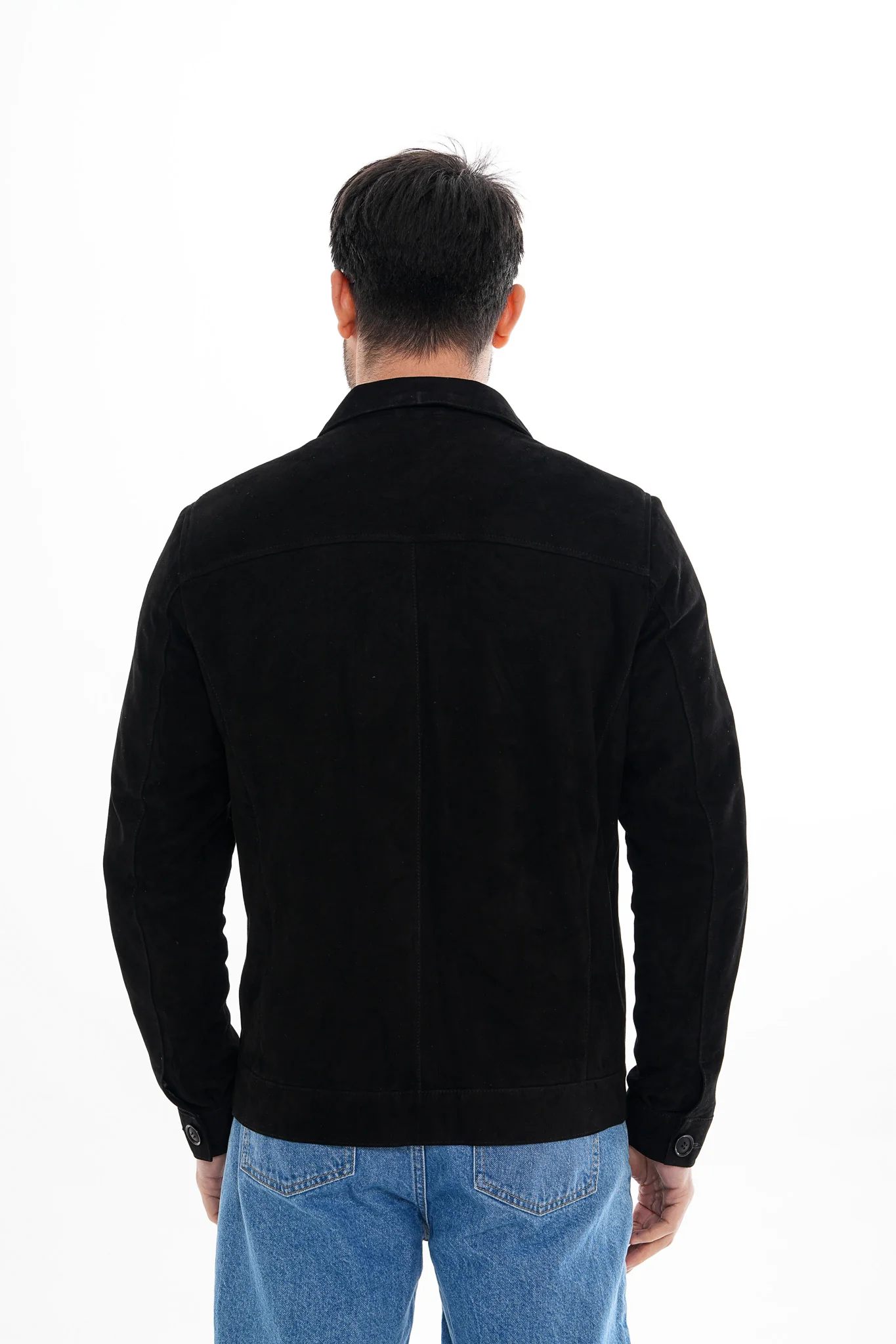 The Azzuro Suede Black Leather Jacket - Image 4