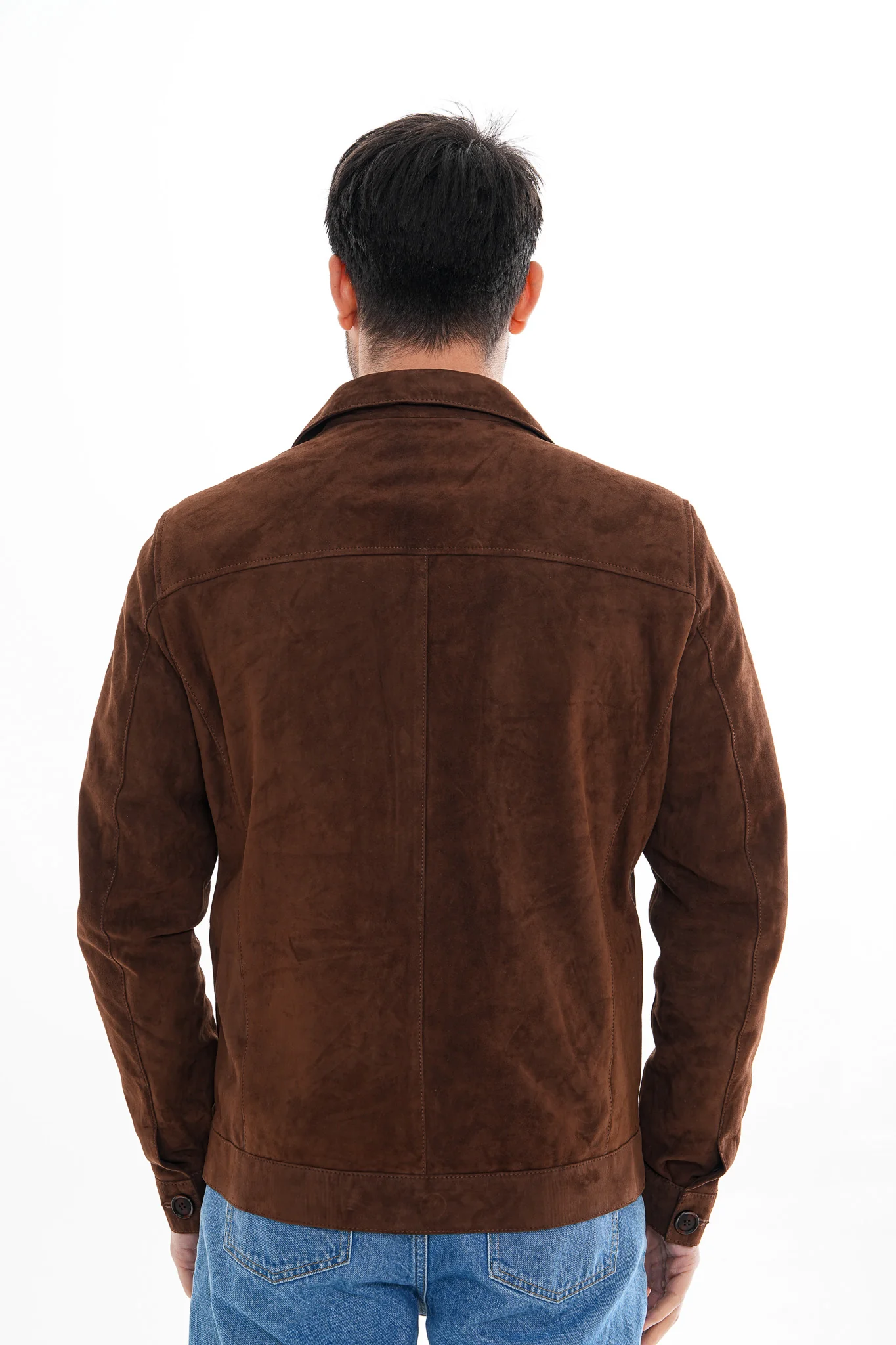The Azzuro Suede Brown Leather Jacket - Image 3