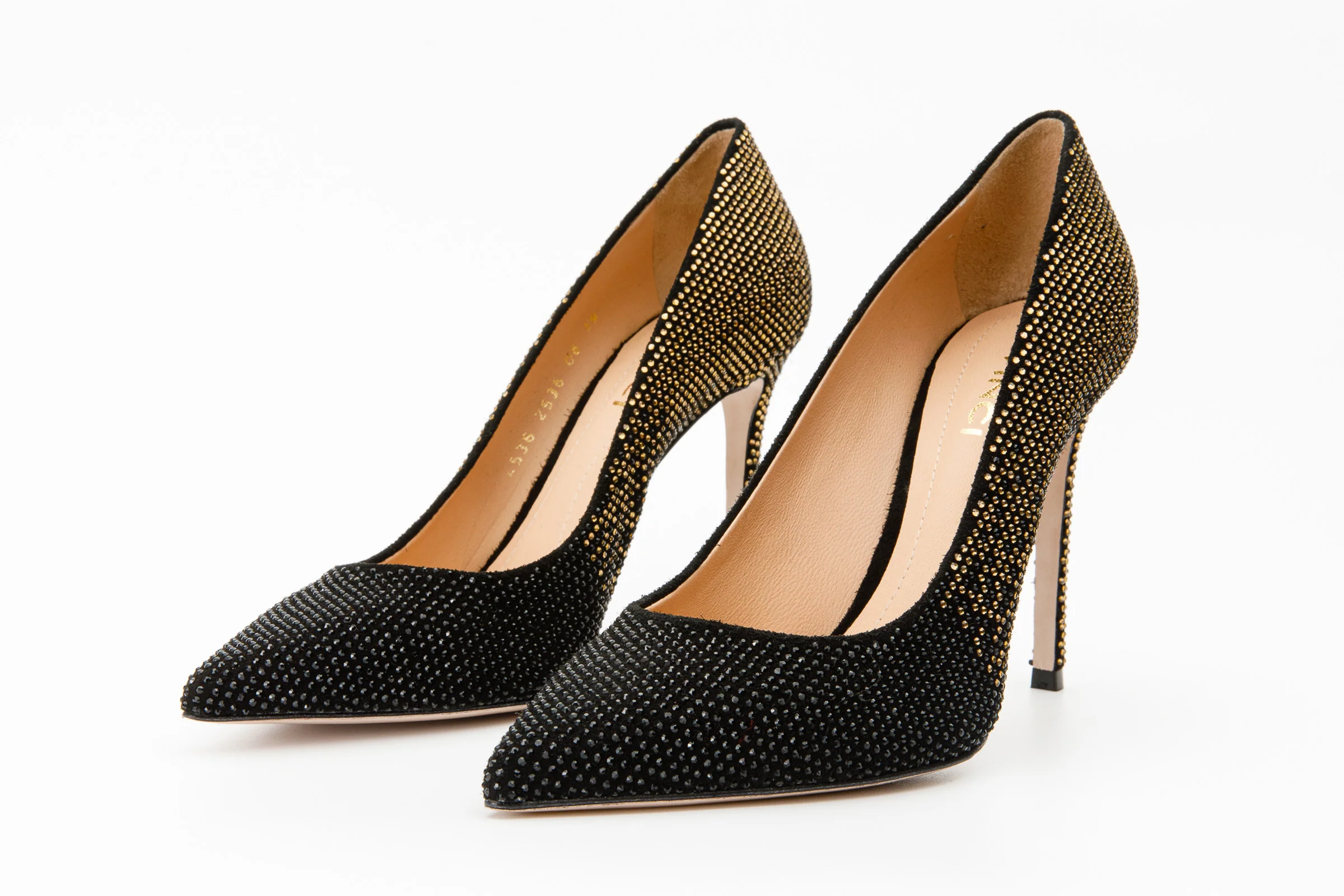 The Bago Black & Gold Glitter Leather Pump Women Shoe - Image 3