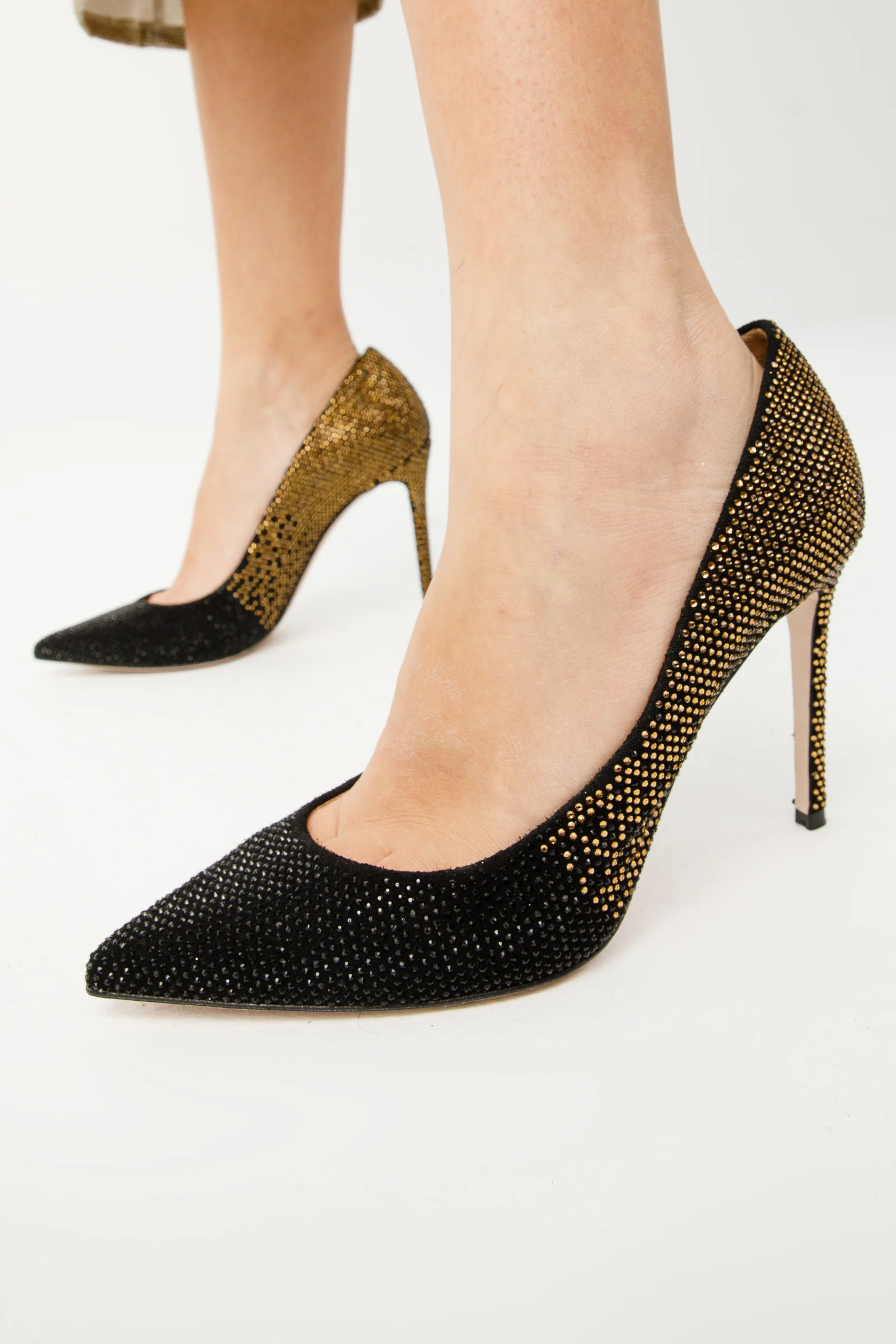 The Bago Black & Gold Glitter Leather Pump Women Shoe - Image 6