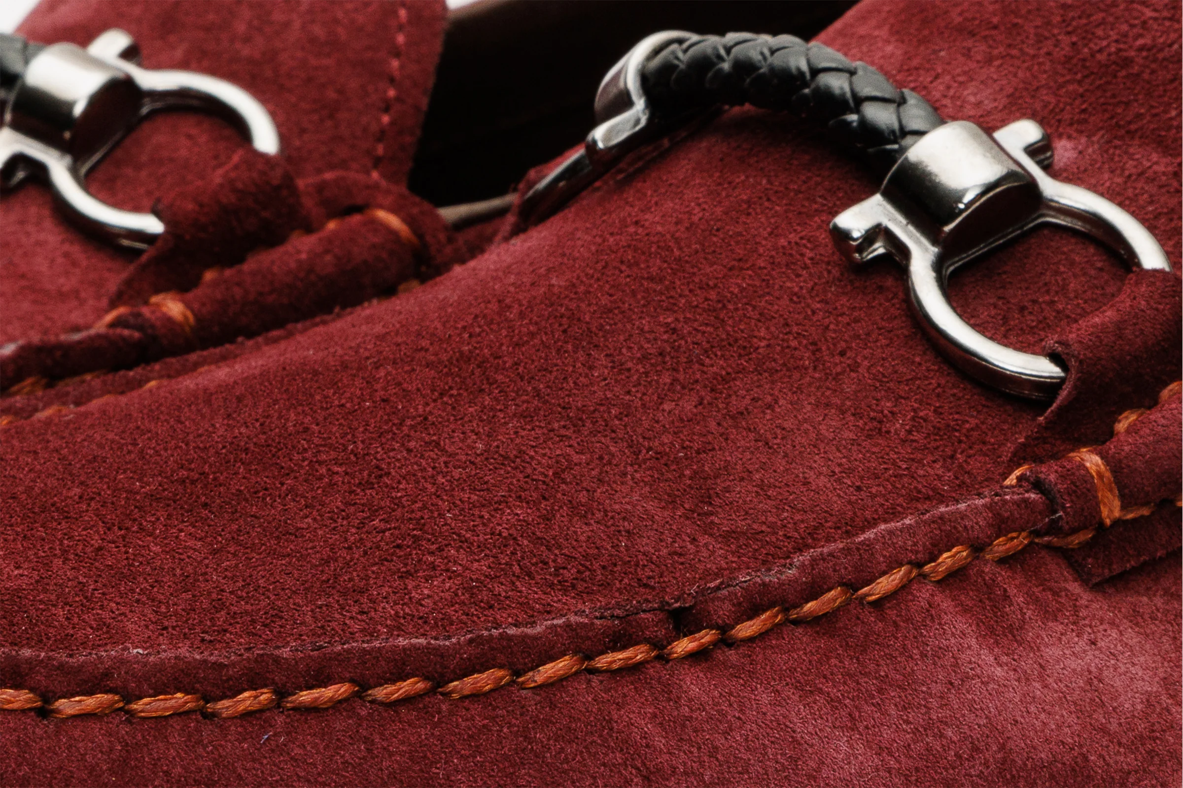 The Bari Burgundy Suede Leather Bit Drive Loafer Men Shoe - Image 4