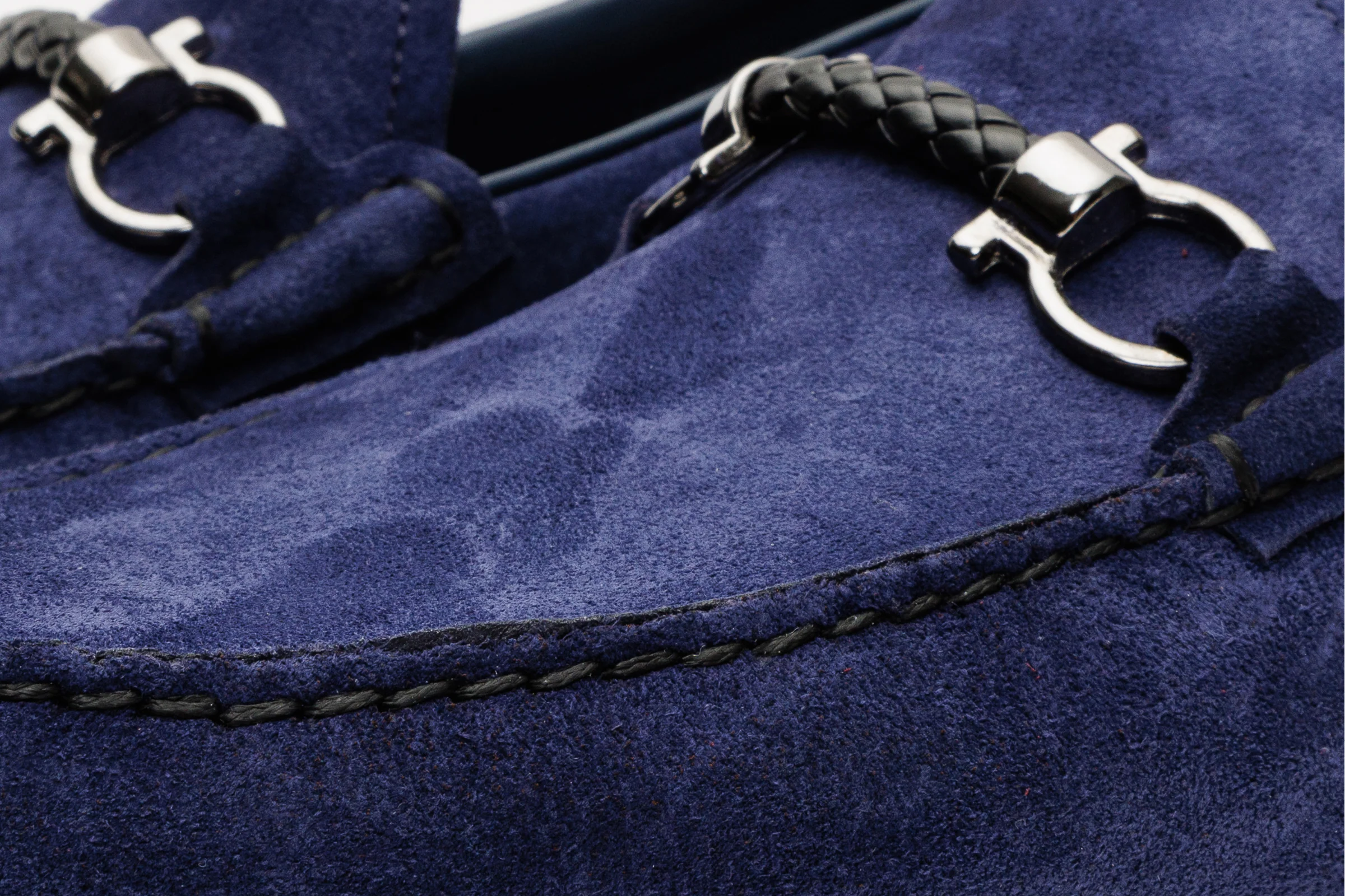 The Bari Navy Blue Suede Leather Bit Drive Loafer Men Shoe - Image 4