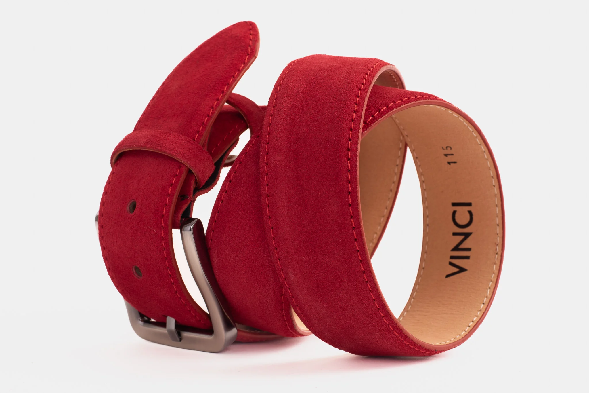 The Bari Red Suede Leather Belt - Image 3