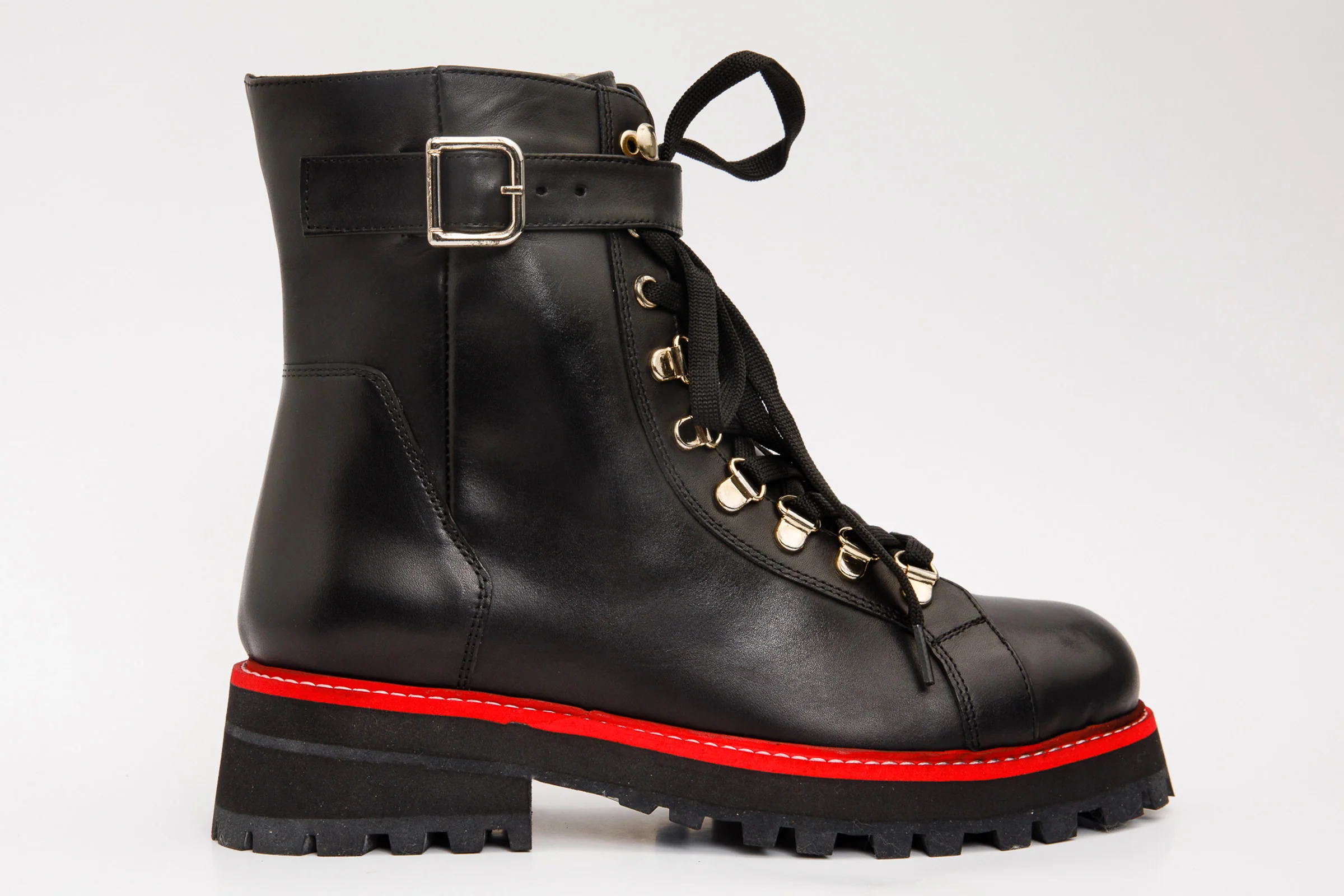 The Belgrano Black Leather Lace-Up Ankle Women Boot With a Side Zipper - Image 6