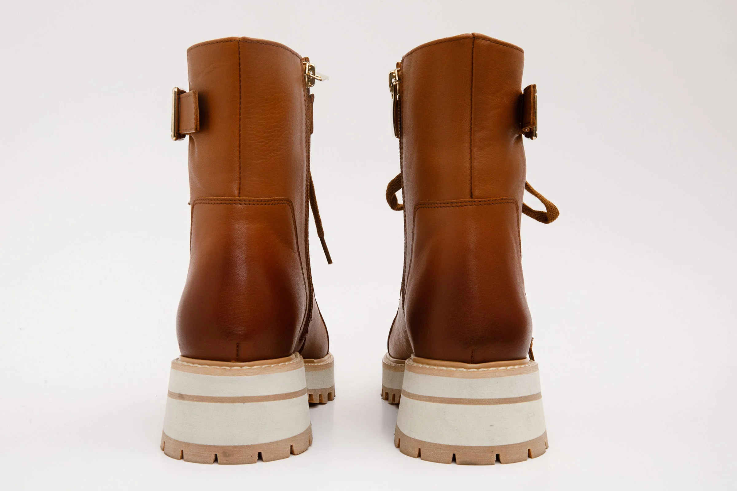 The Belgrano Tan Leather Lace-Up Ankle Women Boot With a Side Zipper - Image 5