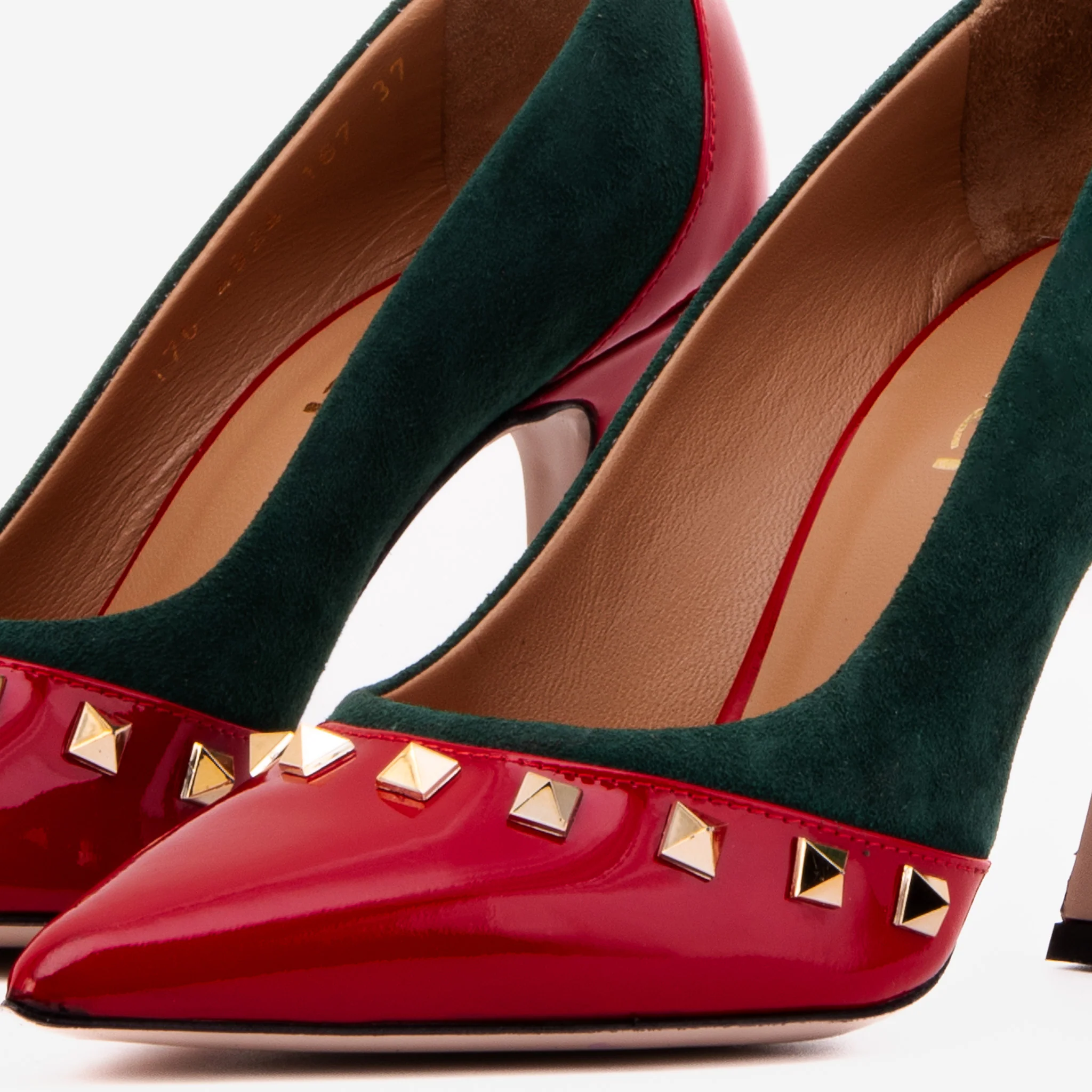 The Bella Vita Studded Red & Green Leather Pump Women Shoe - Image 4