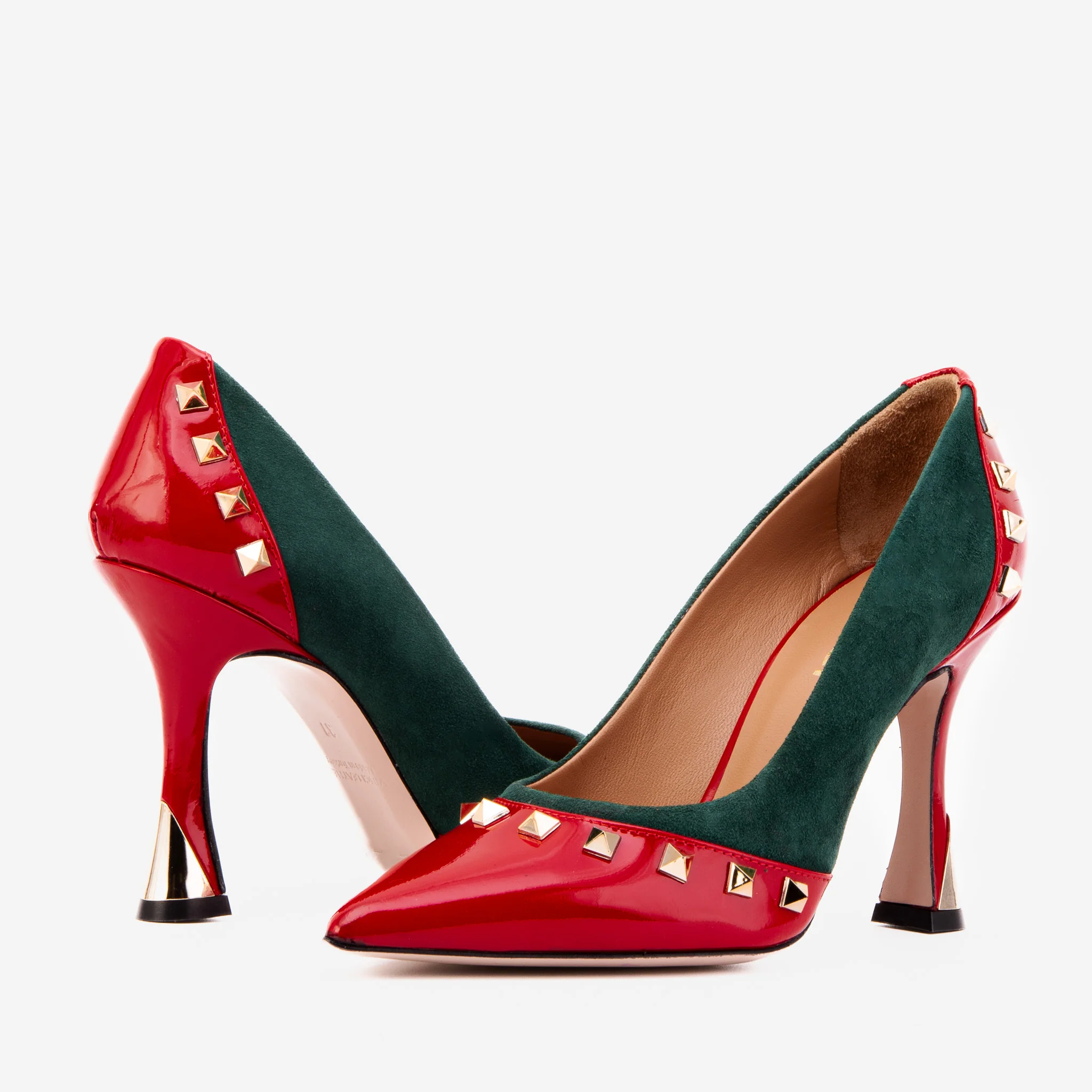 The Bella Vita Studded Red & Green Leather Pump Women Shoe - Image 6