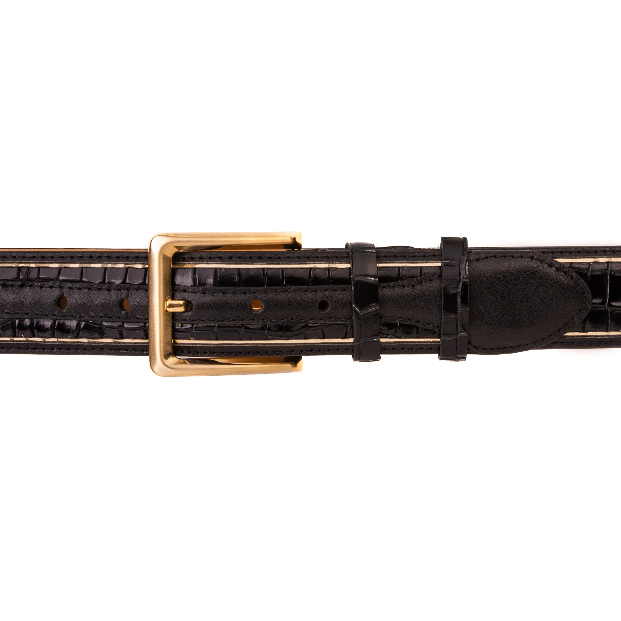 The Bellagio Black & Gold Leather Belt - Image 2