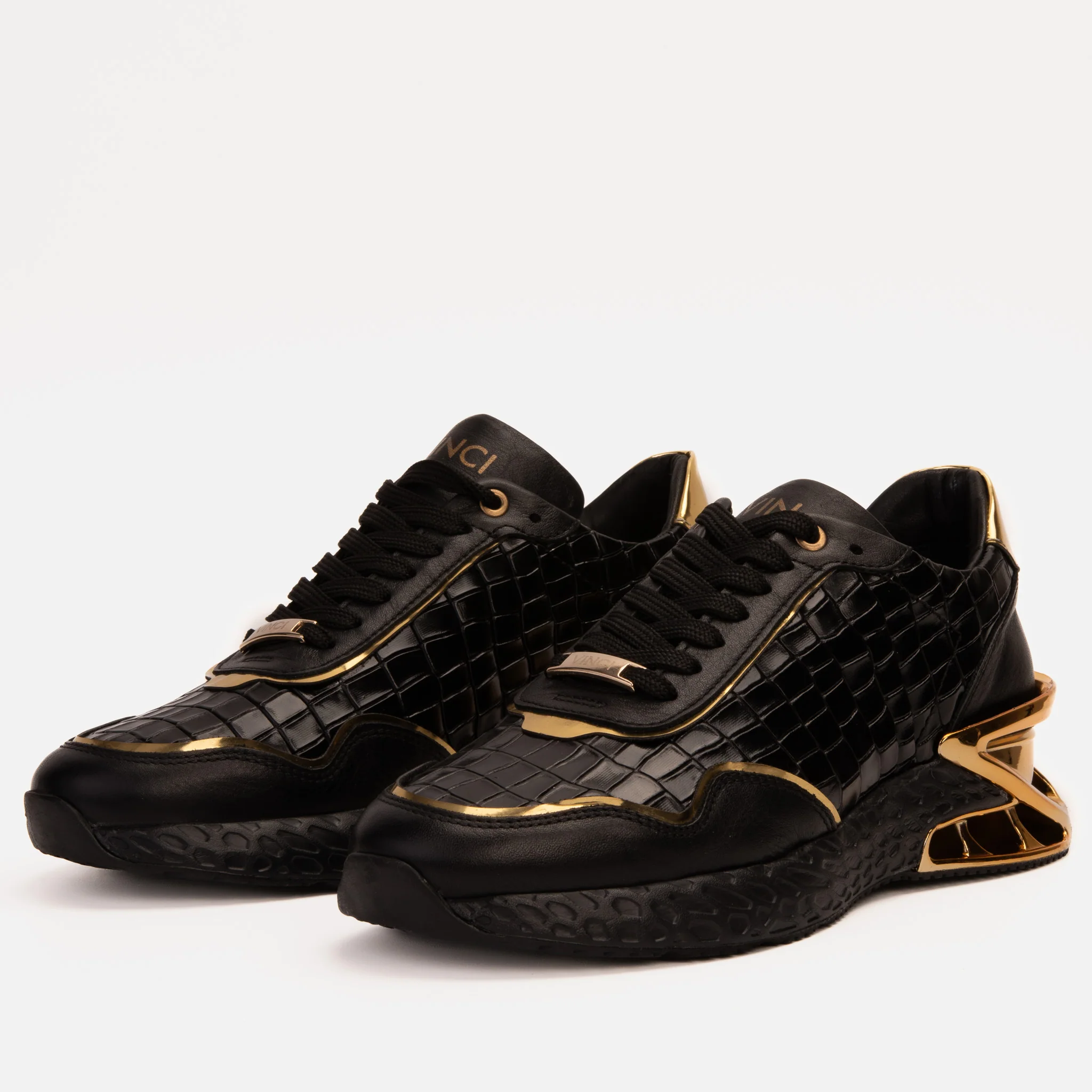 The Bellagio Black & Gold Leather Men Sneaker - Image 3