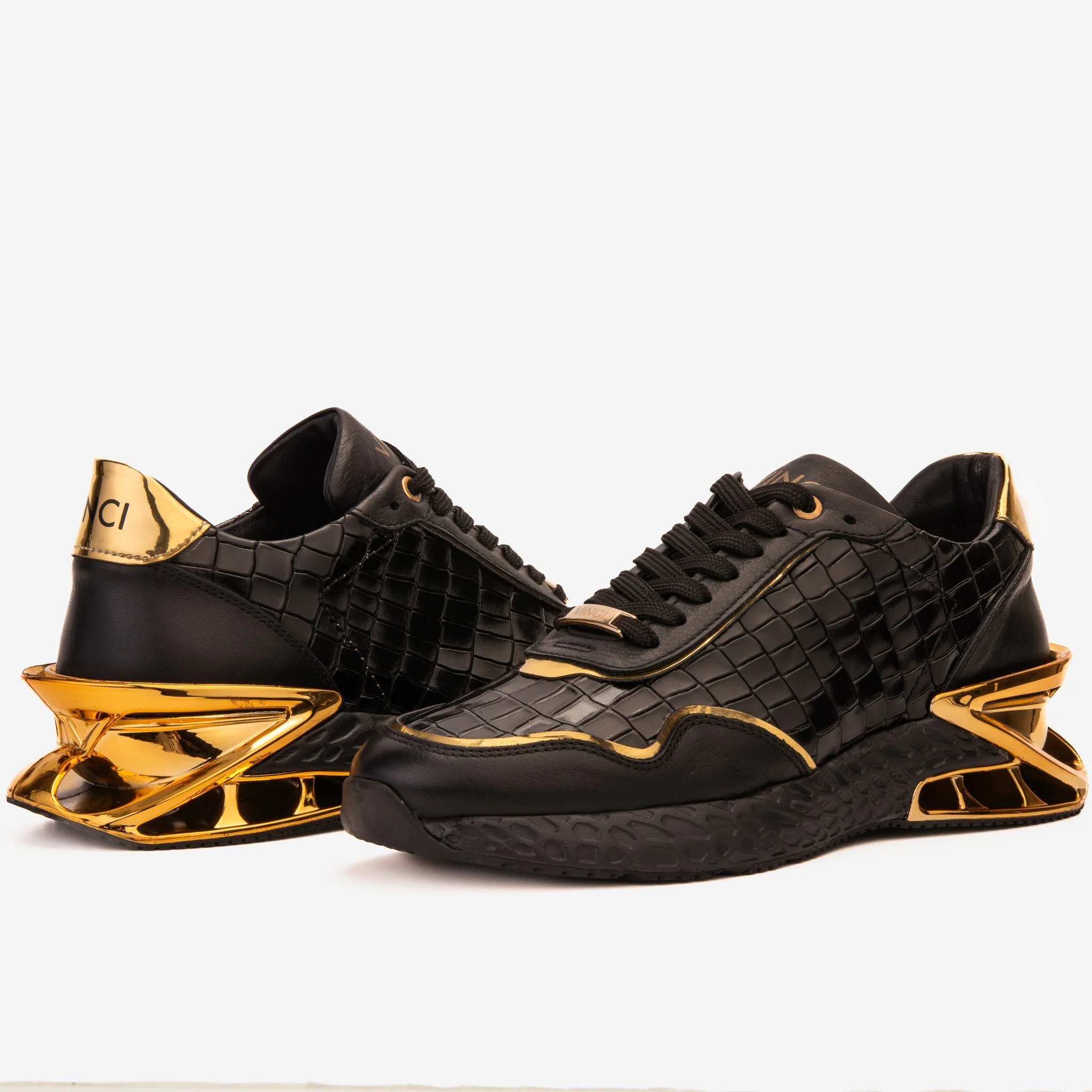 The Bellagio Black & Gold Leather Men Sneaker - Image 6