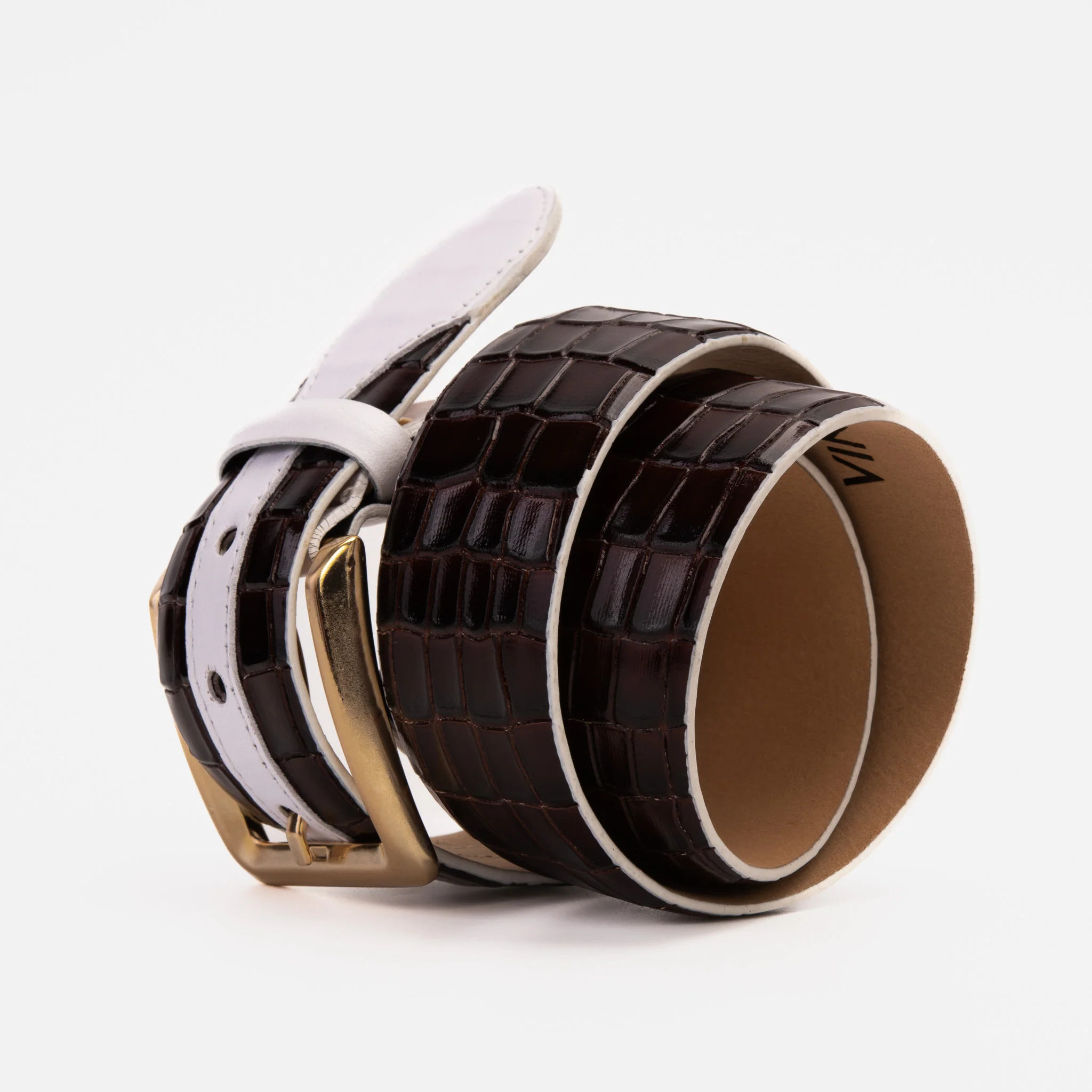 The Bellagio Brown & White Leather Belt - Image 6