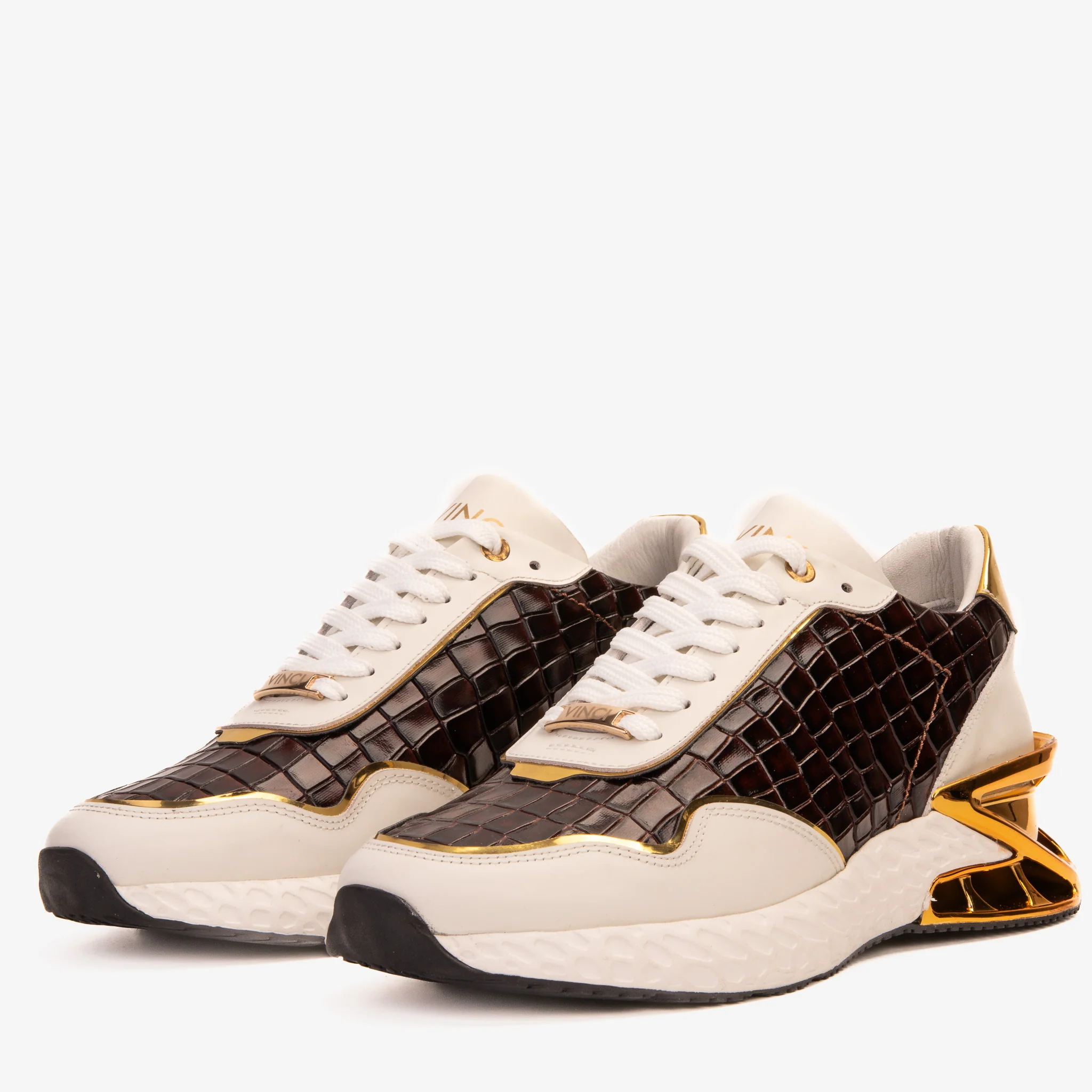 The Bellagio White & Gold Leather Men Sneaker - Image 2