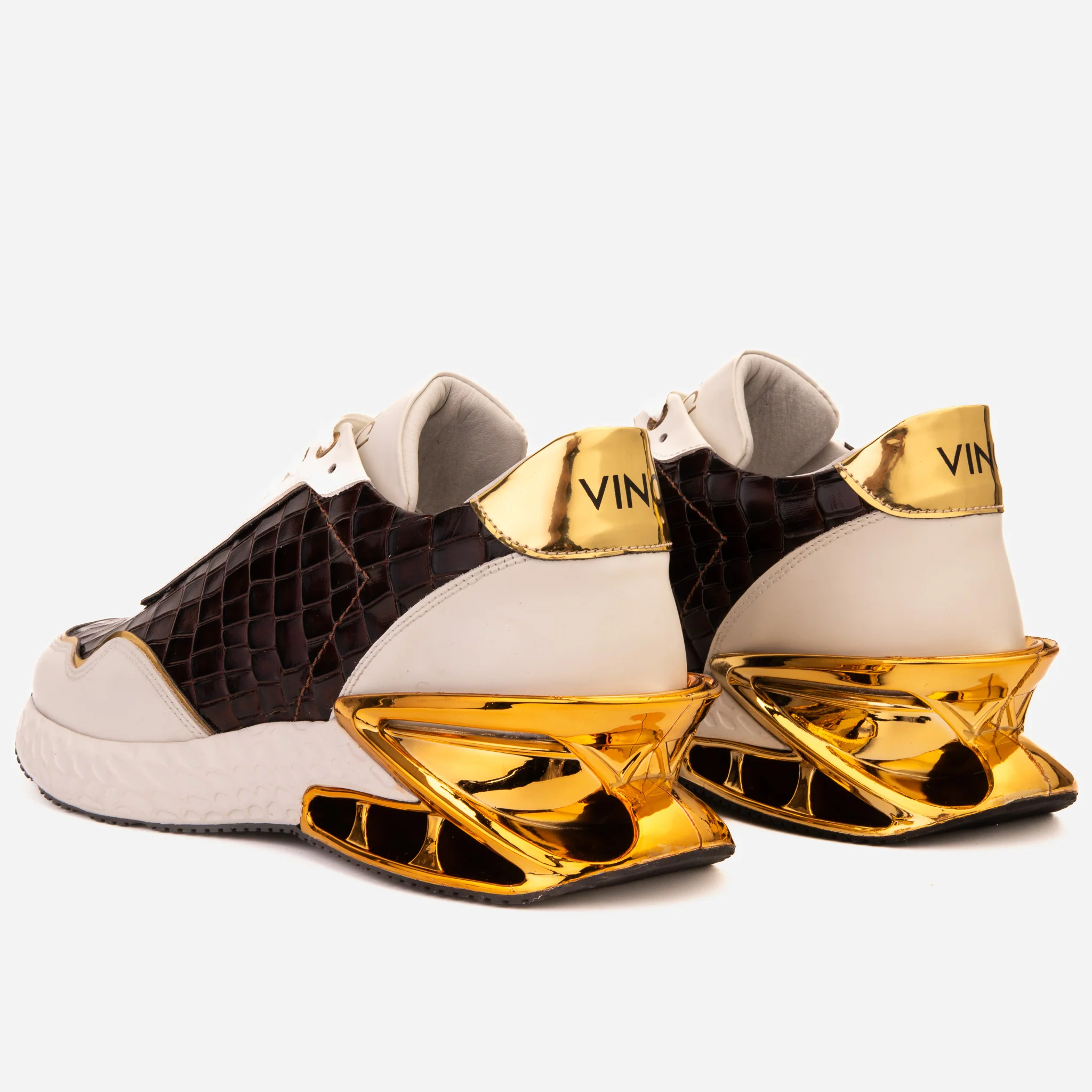The Bellagio White & Gold Leather Men Sneaker - Image 3