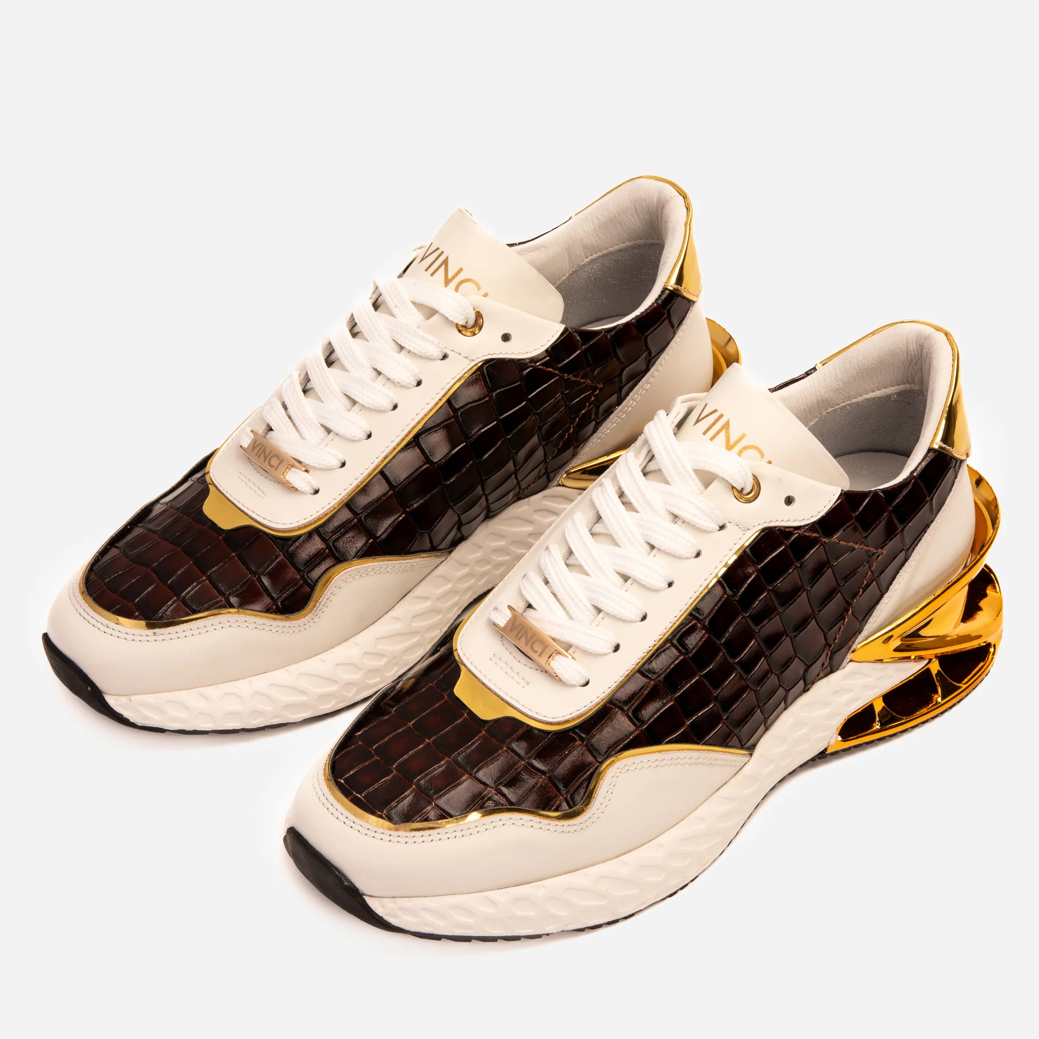 The Bellagio White & Gold Leather Men Sneaker - Image 6