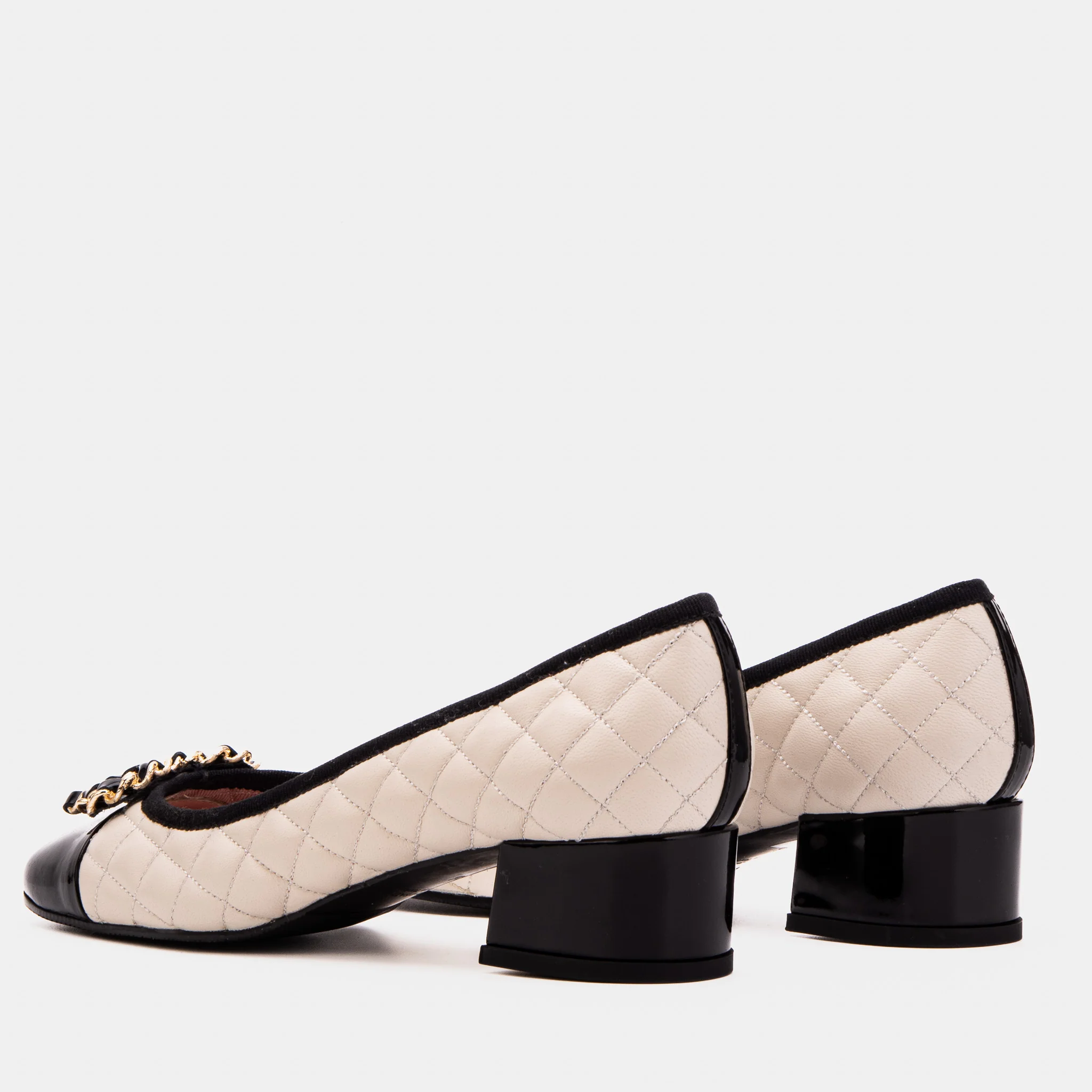 The Bellarose Ivory Quilted Leather Women Heel - Image 4