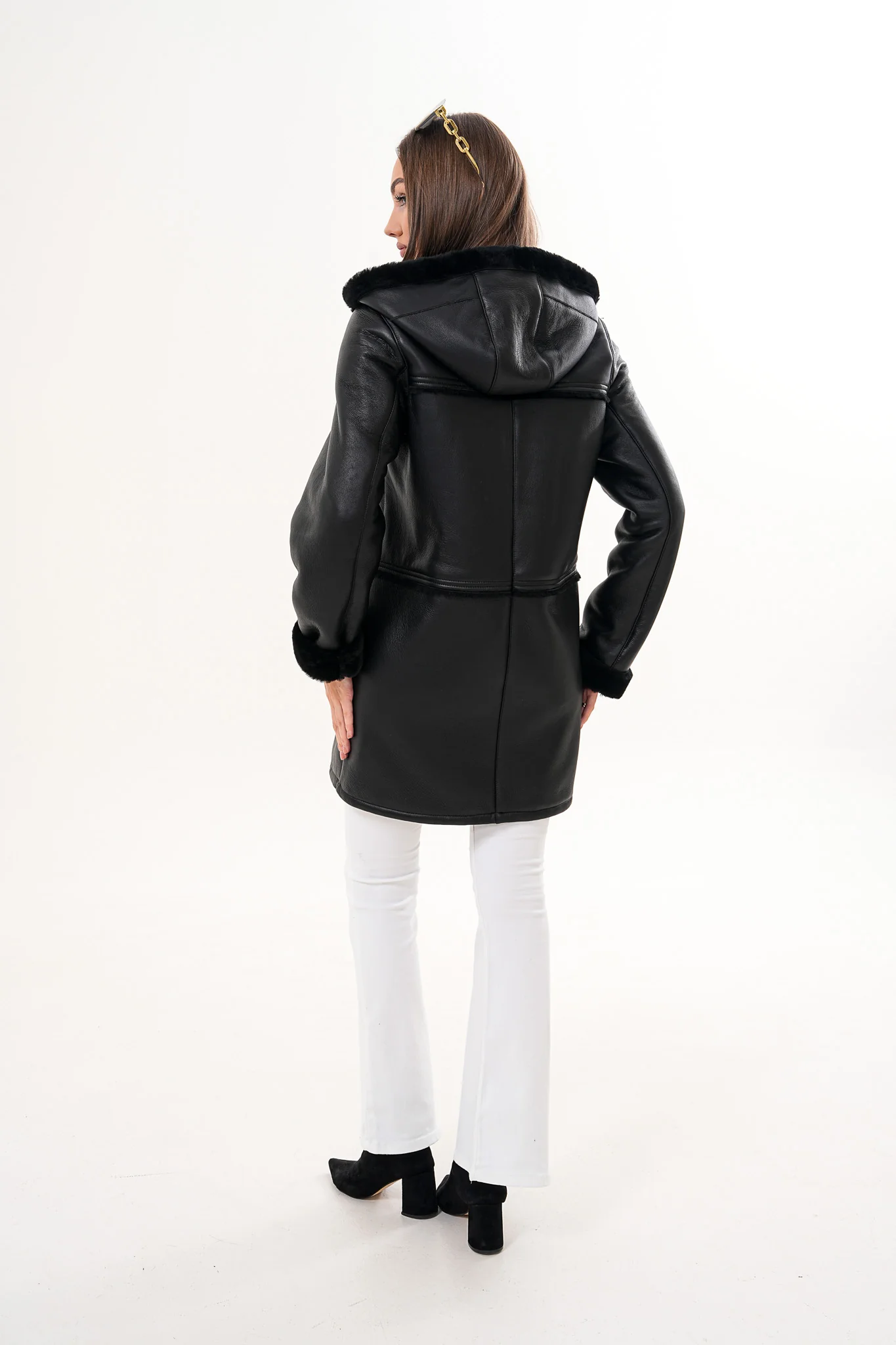 The Belluna Black Shearling Women Jacket - Image 3