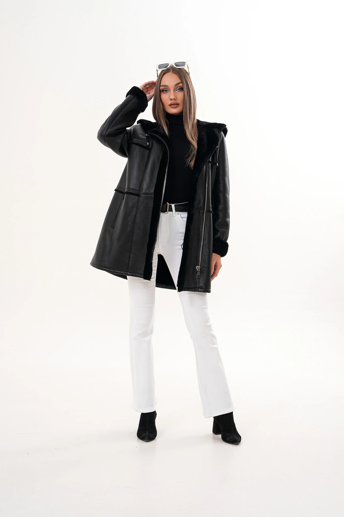 The Belluna Black Shearling Women Jacket - Image 6