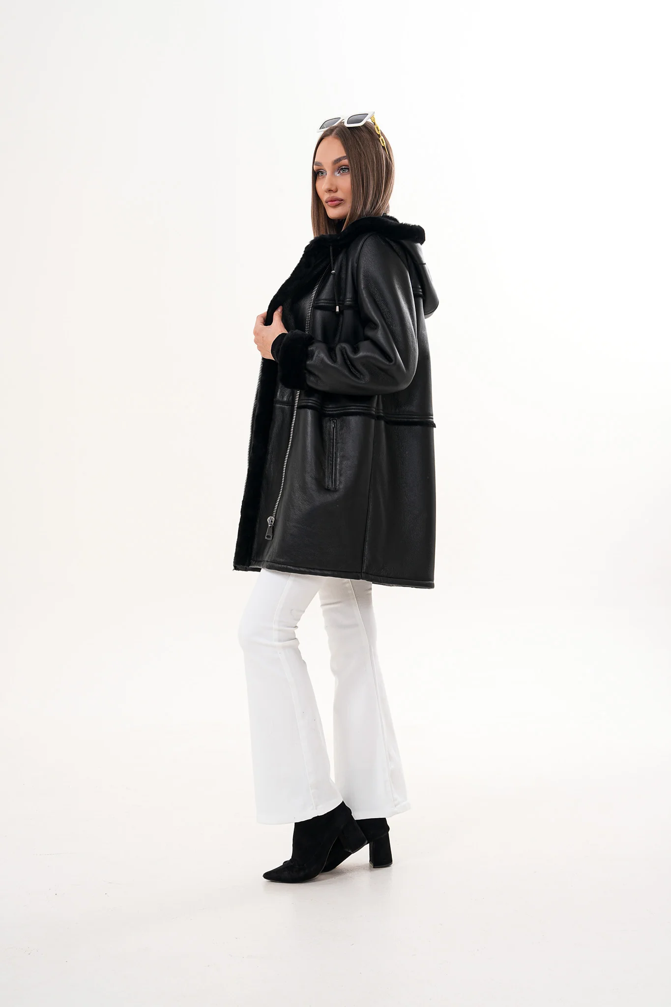 The Belluna Black Shearling Women Jacket - Image 8