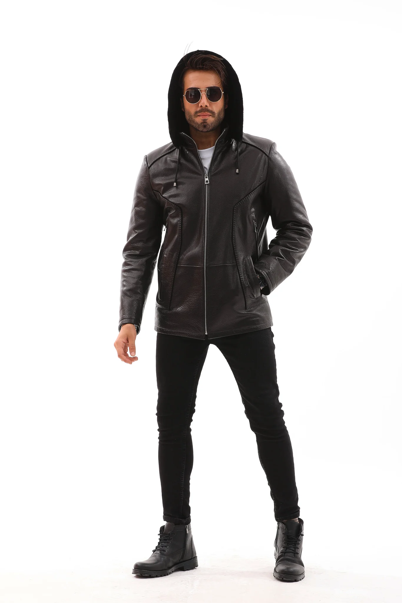 The Bergamo Black Shearling Leather Men Jacket - Image 2