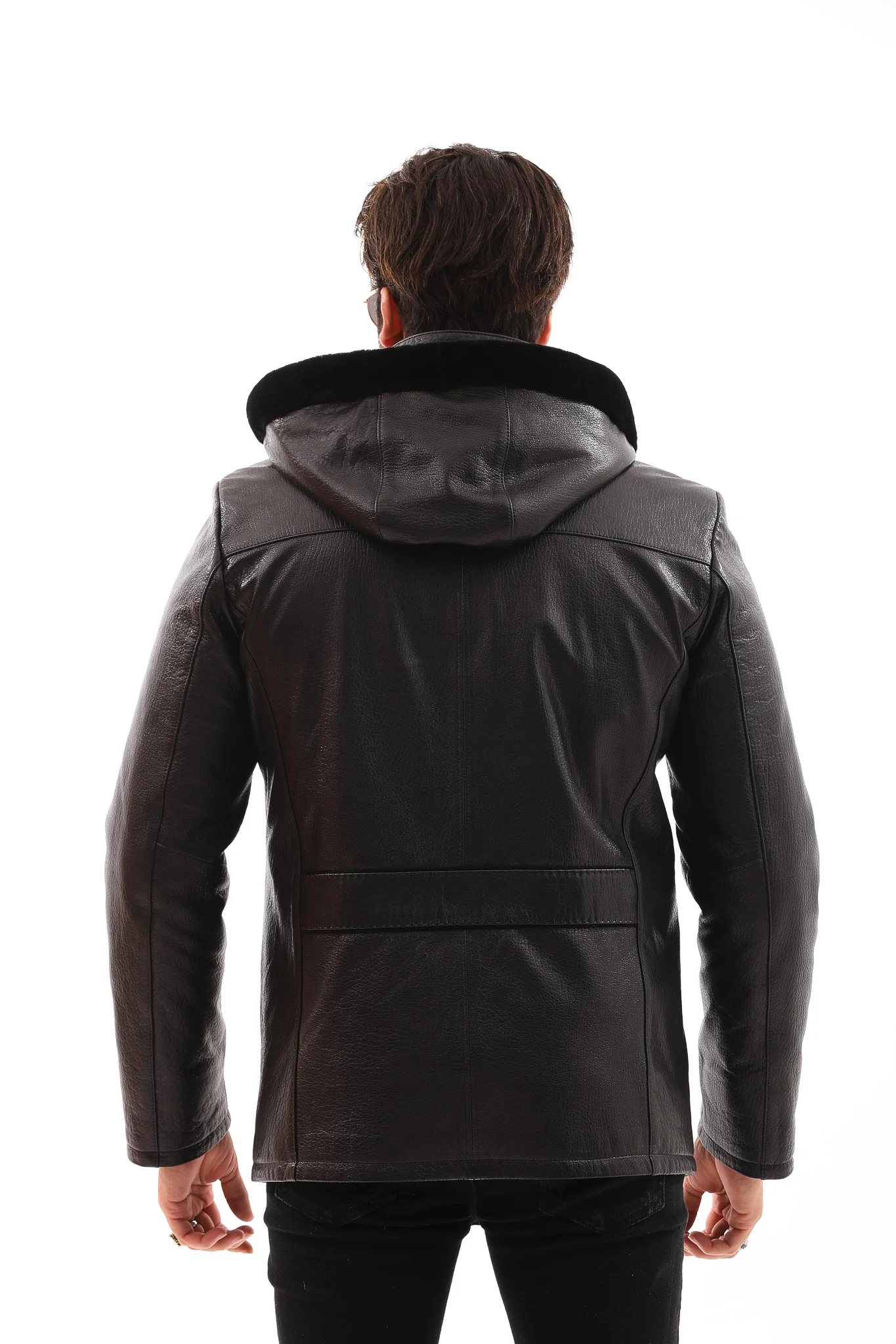 The Bergamo Black Shearling Leather Men Jacket - Image 3