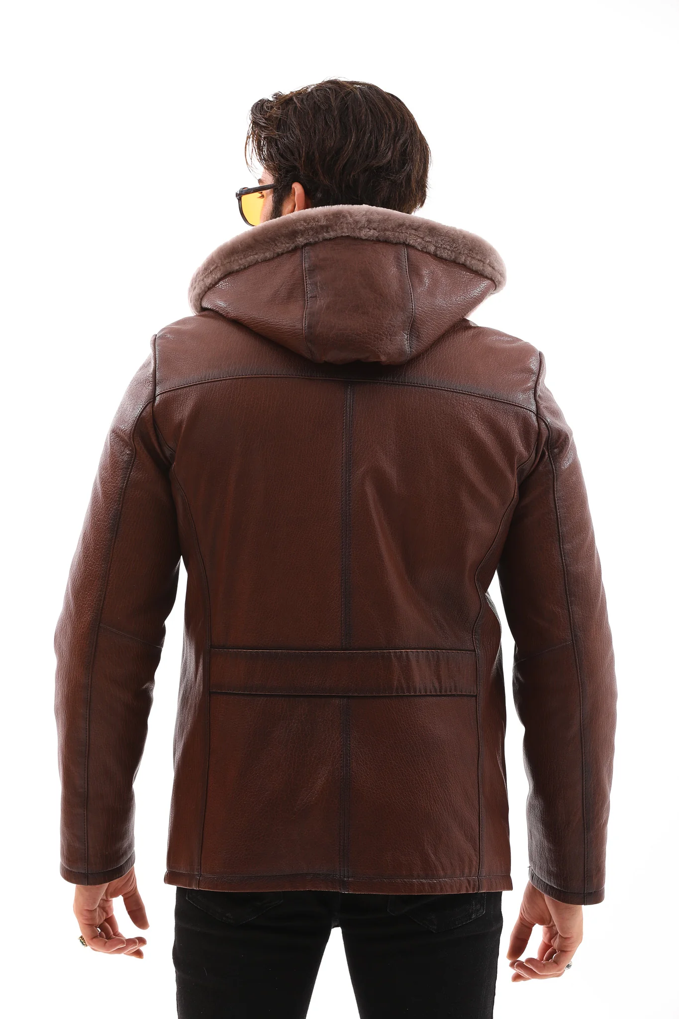 The Bergamo Brown Shearling Leather Men Jacket - Image 4