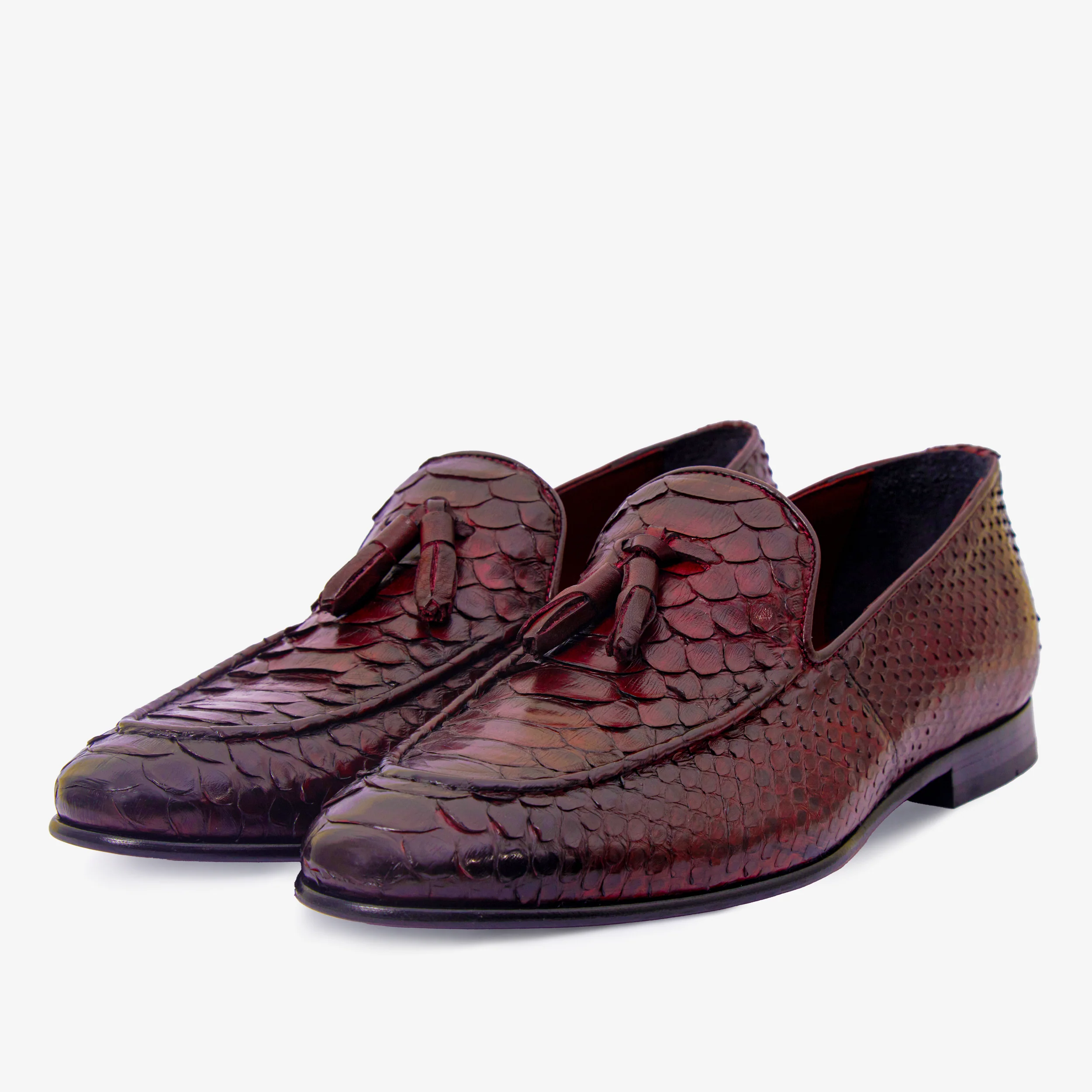The Bethesda Burgundy Pyhtn Skin Leather Tassel Loafer Men Shoe - Image 2