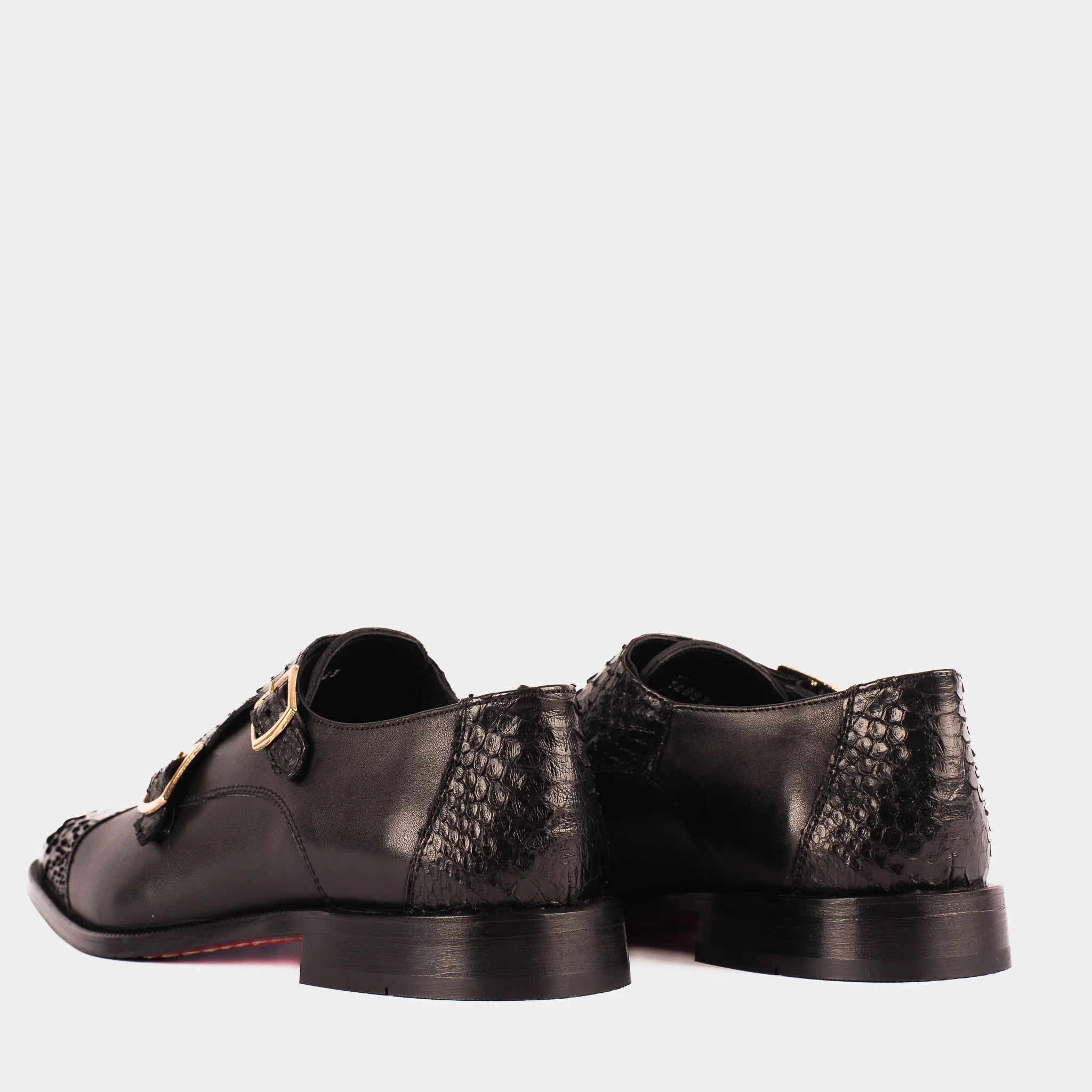 The Bishkek Black Leather Cap Toe Double Monk Strap Men Shoe - Image 4