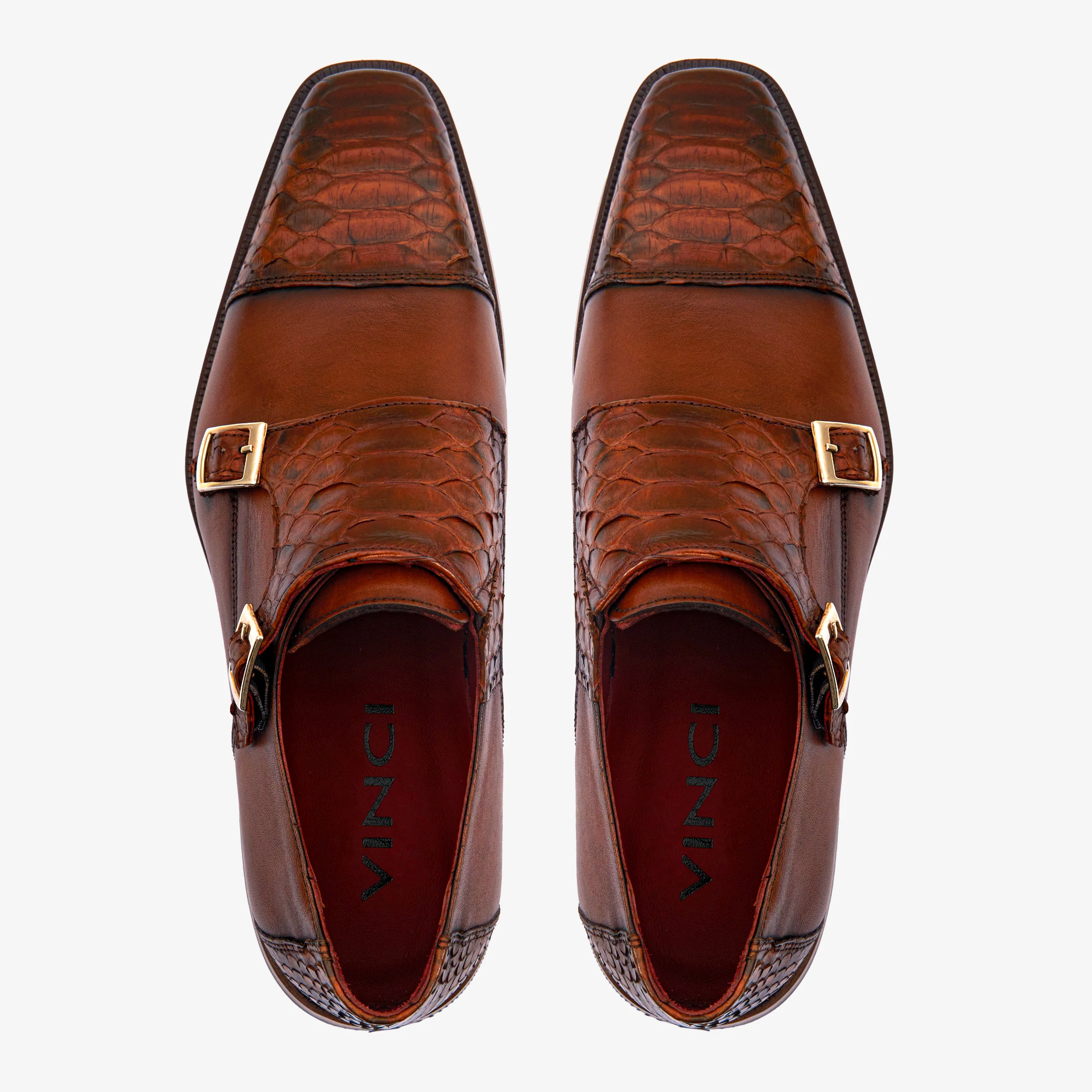 The Bishkek Tan Leather Cap Toe Double Monk Strap Men  Shoe - Image 3