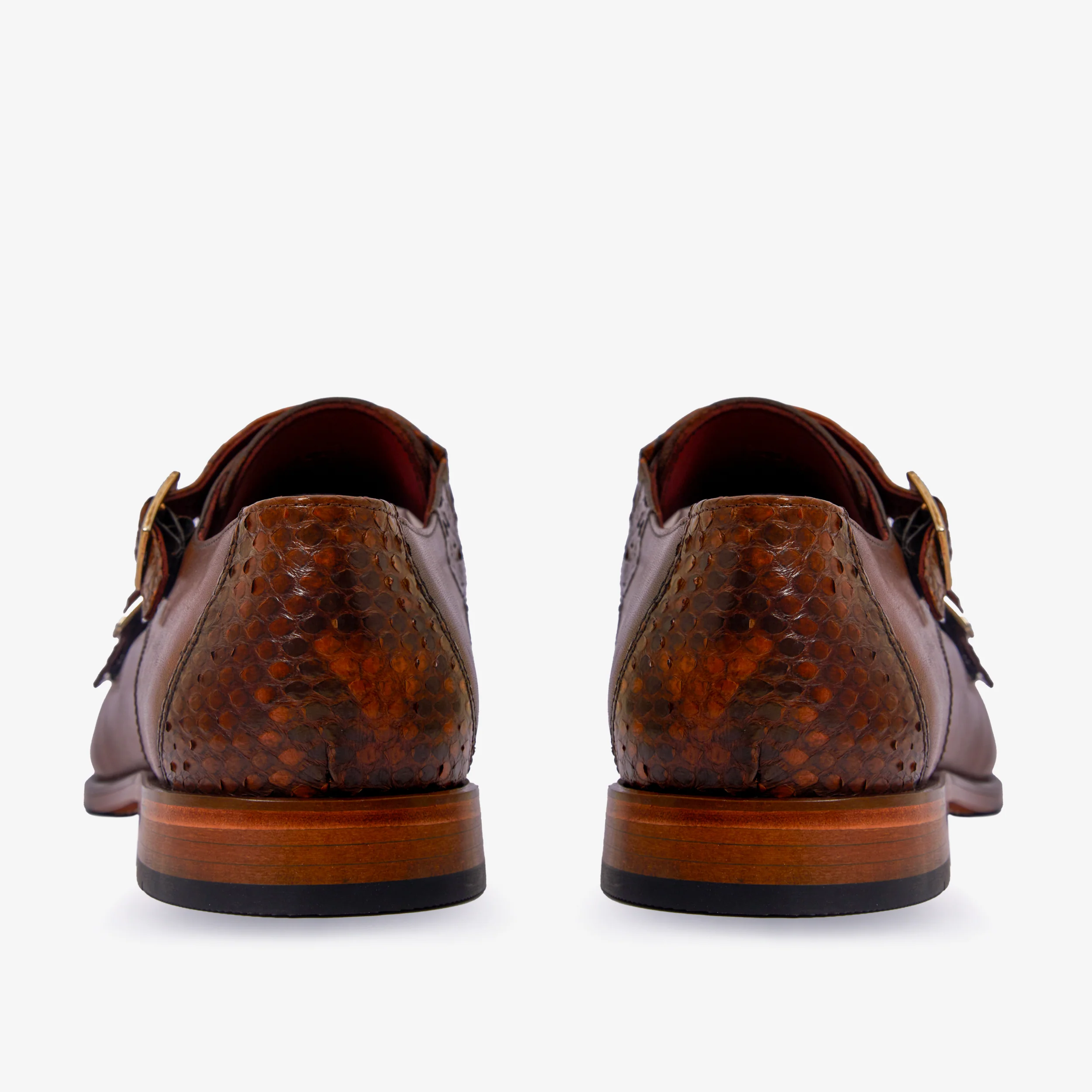 The Bishkek Tan Leather Cap Toe Double Monk Strap Men  Shoe - Image 4